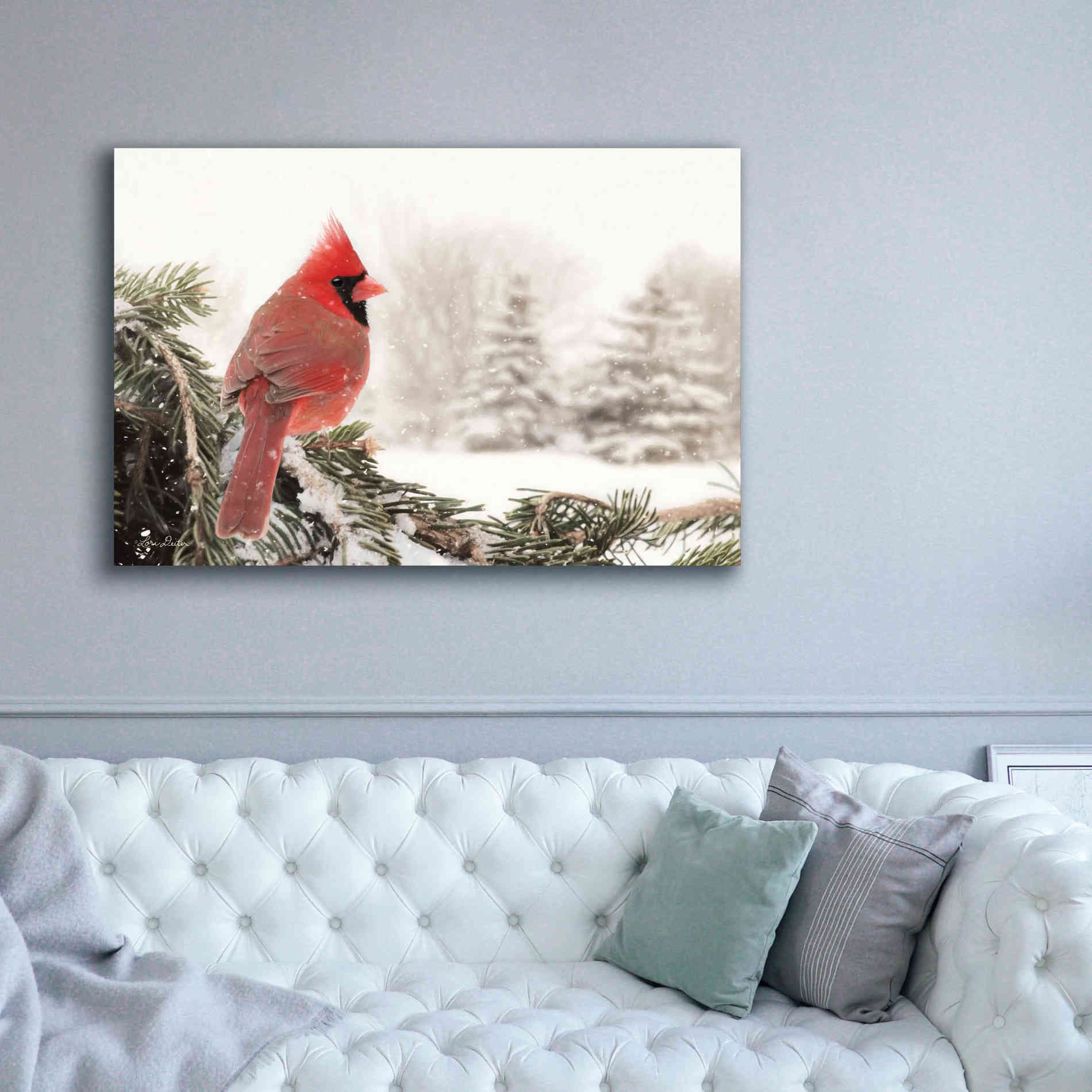 'Winter Perch' by Lori Deiter, Canvas Wall Art,60 x 40