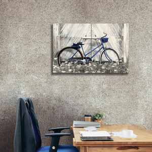 'Blue Bike at Barn' by Lori Deiter, Canvas Wall Art,40 x 26