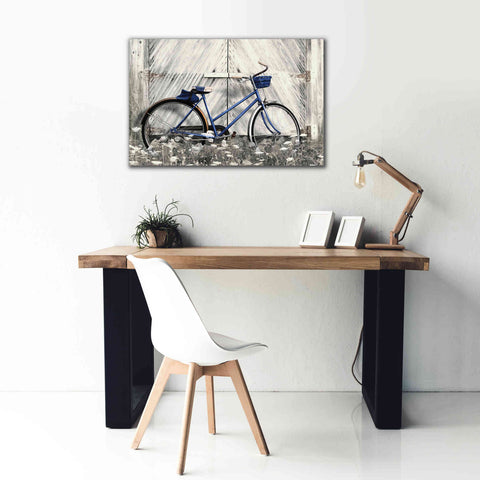 Image of 'Blue Bike at Barn' by Lori Deiter, Canvas Wall Art,40 x 26