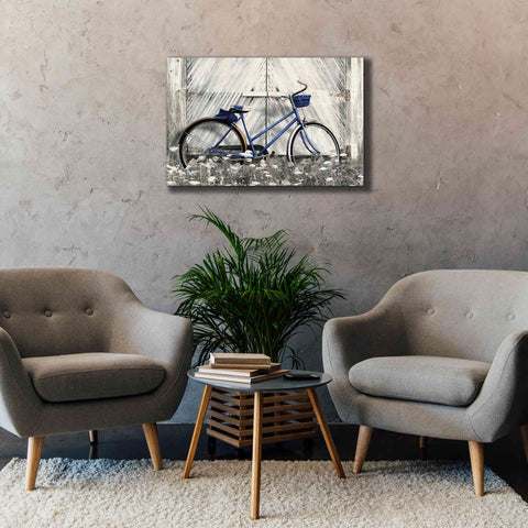 Image of 'Blue Bike at Barn' by Lori Deiter, Canvas Wall Art,40 x 26