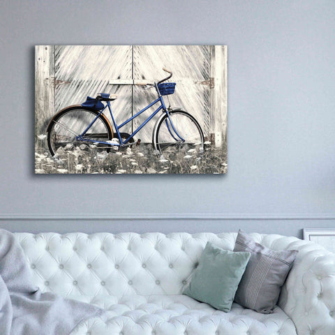 Image of 'Blue Bike at Barn' by Lori Deiter, Canvas Wall Art,60 x 40