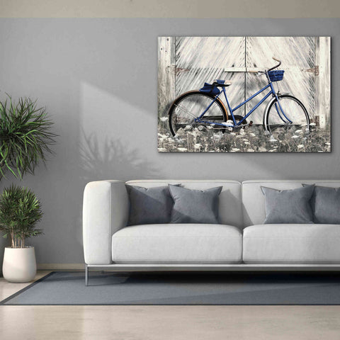 Image of 'Blue Bike at Barn' by Lori Deiter, Canvas Wall Art,60 x 40