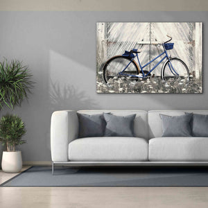 'Blue Bike at Barn' by Lori Deiter, Canvas Wall Art,60 x 40