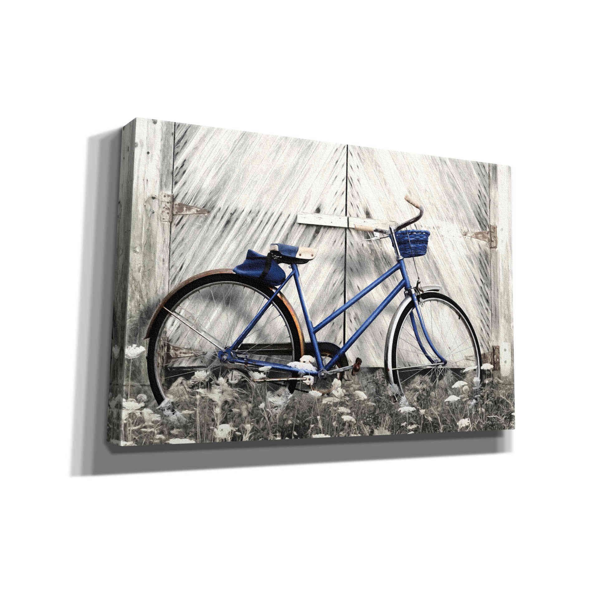 'Blue Bike at Barn' by Lori Deiter, Canvas Wall Art