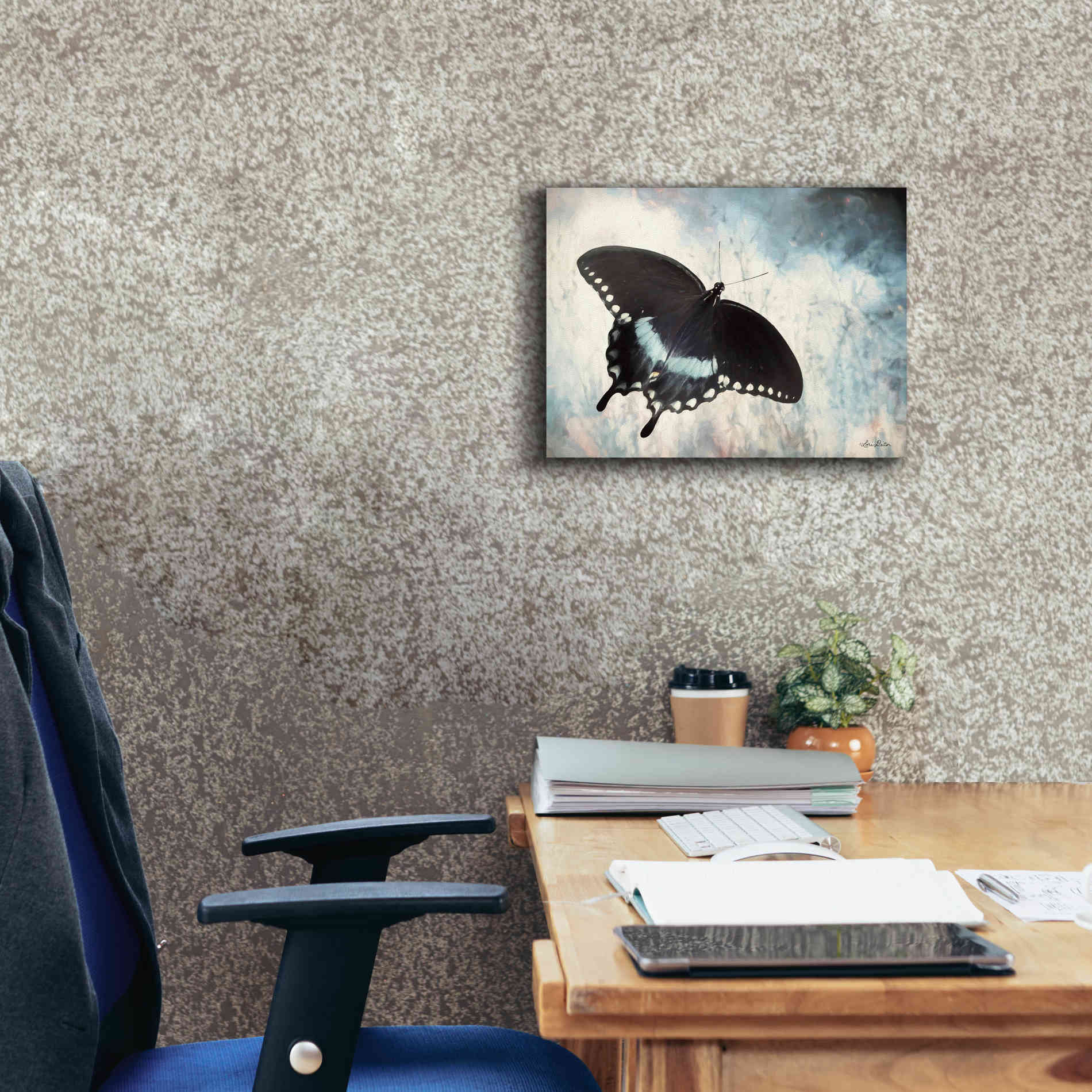 'Teal Butterfly I' by Lori Deiter, Canvas Wall Art,16 x 12