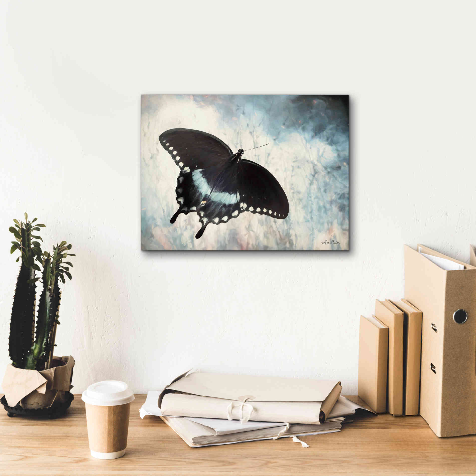 'Teal Butterfly I' by Lori Deiter, Canvas Wall Art,16 x 12