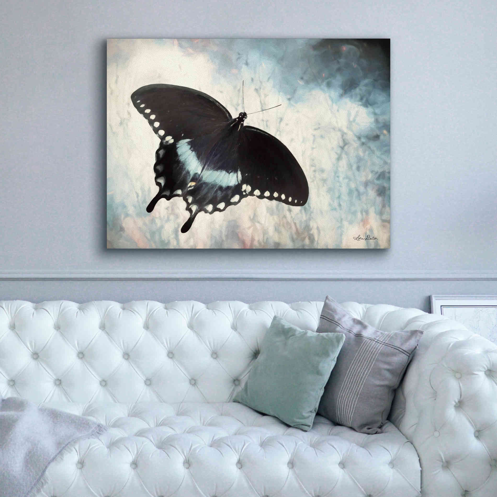 'Teal Butterfly I' by Lori Deiter, Canvas Wall Art,54 x 40