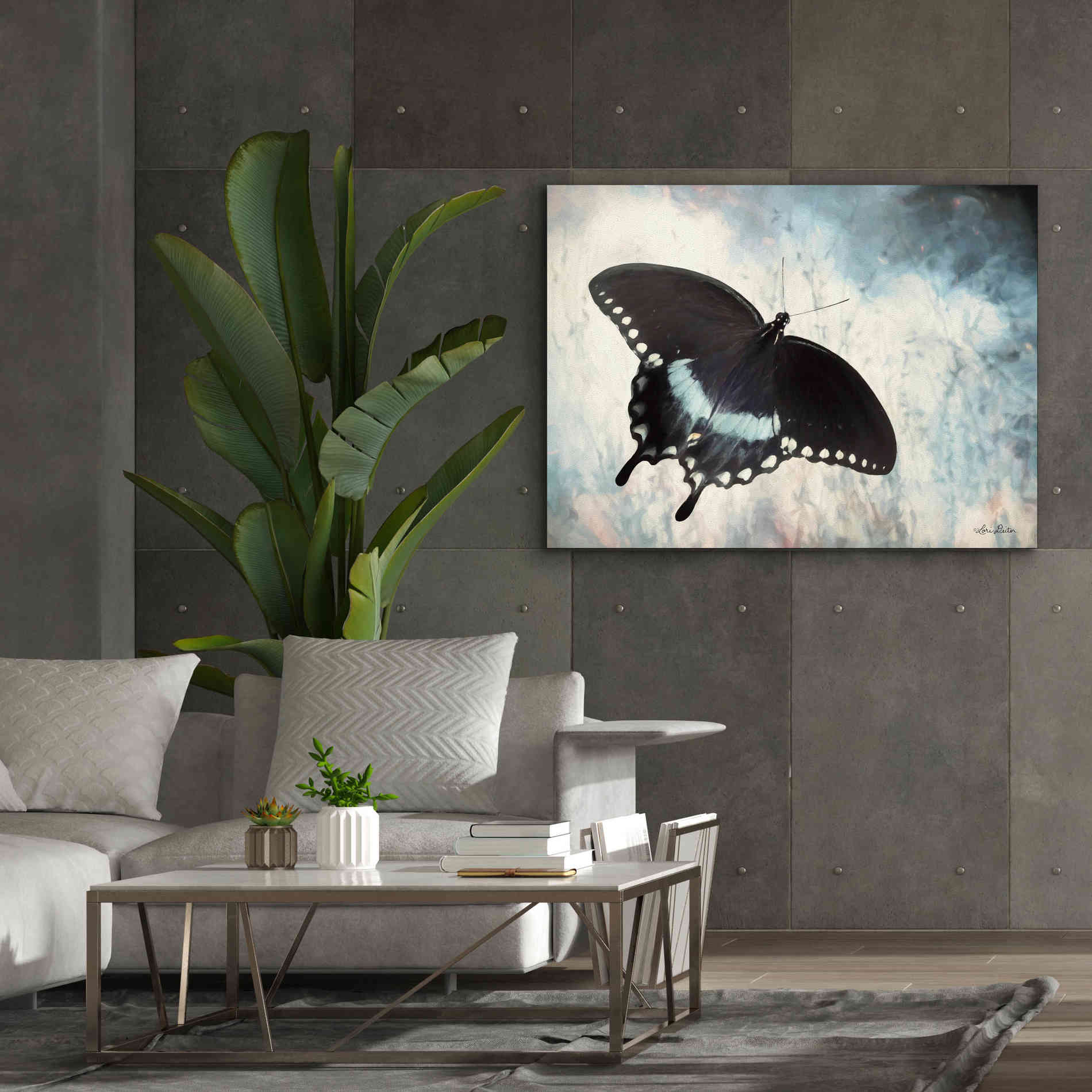 'Teal Butterfly I' by Lori Deiter, Canvas Wall Art,54 x 40