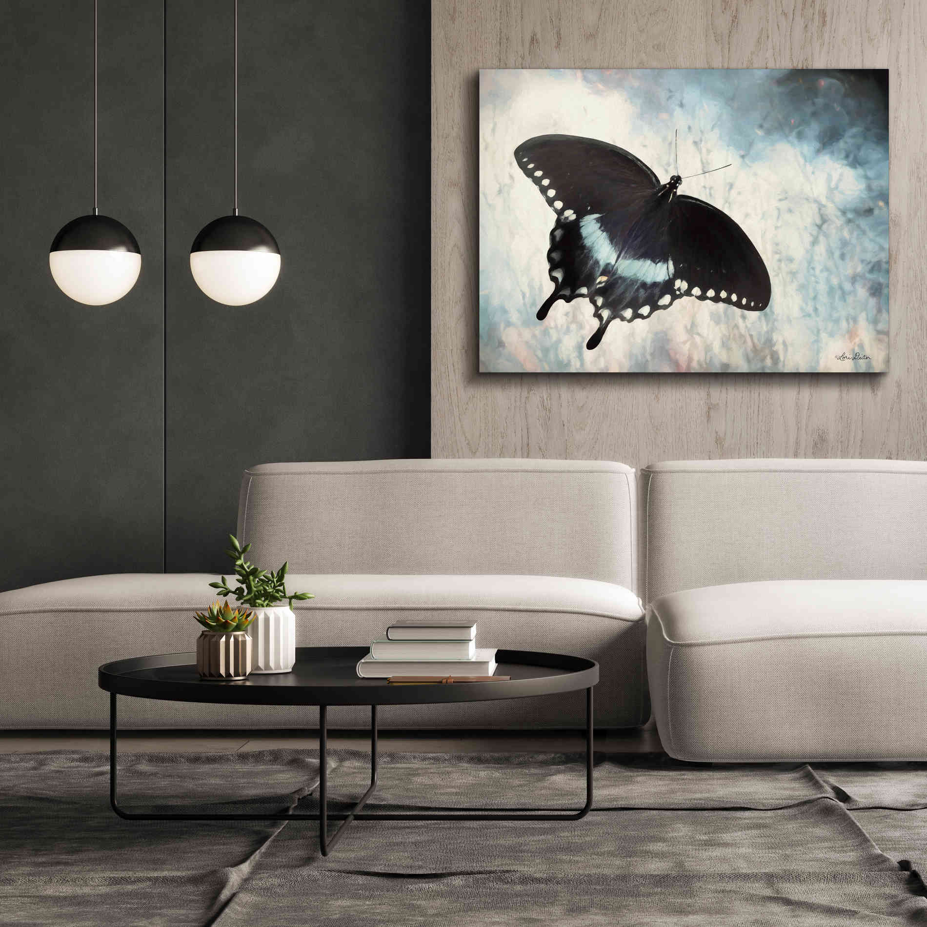 'Teal Butterfly I' by Lori Deiter, Canvas Wall Art,54 x 40