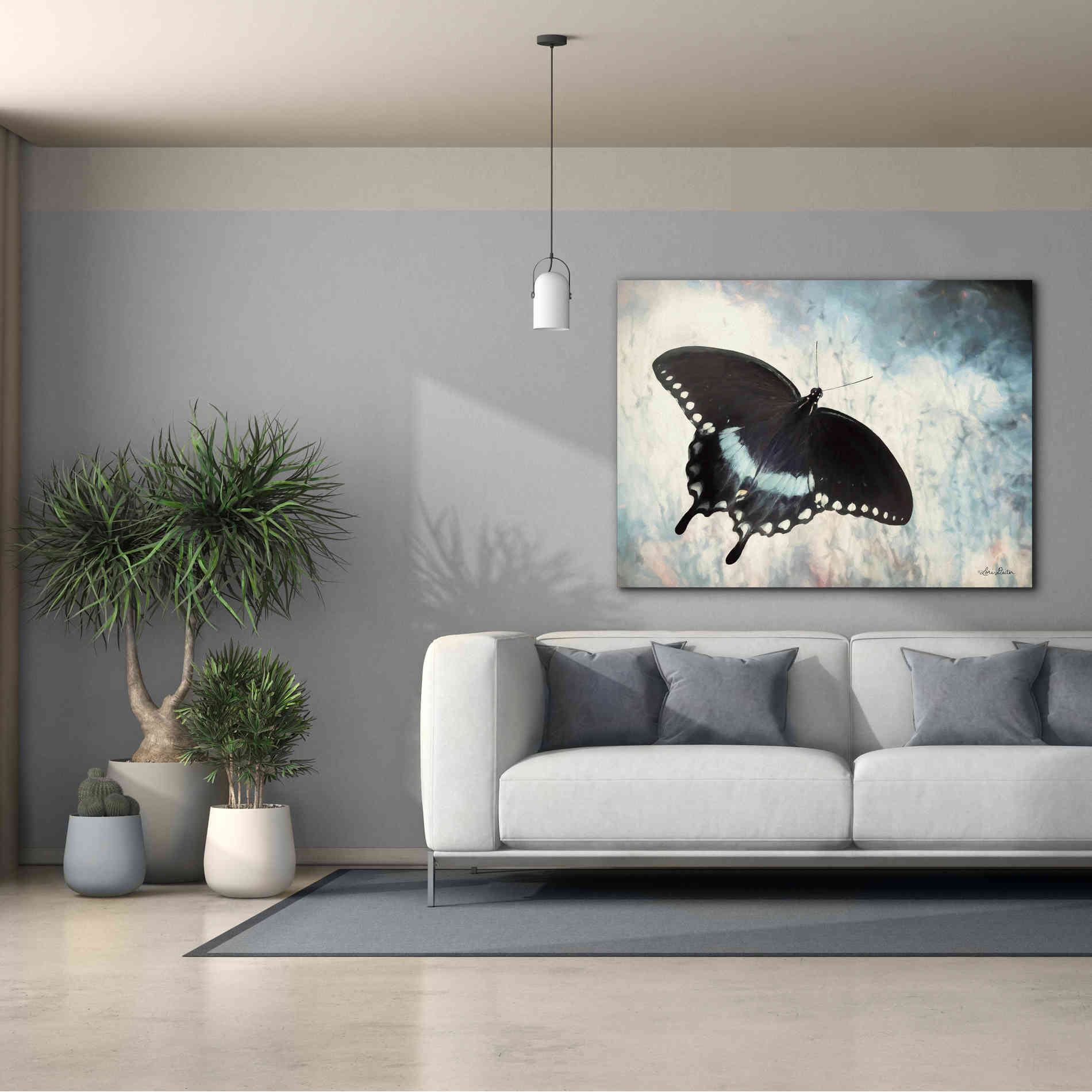 'Teal Butterfly I' by Lori Deiter, Canvas Wall Art,54 x 40