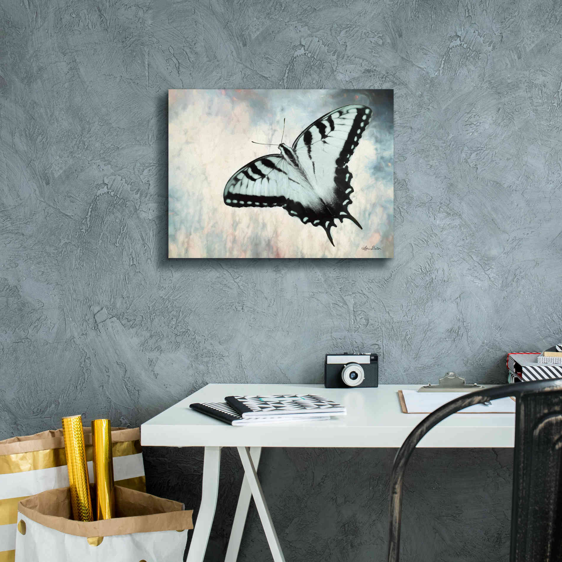 'Teal Butterfly II' by Lori Deiter, Canvas Wall Art,16 x 12