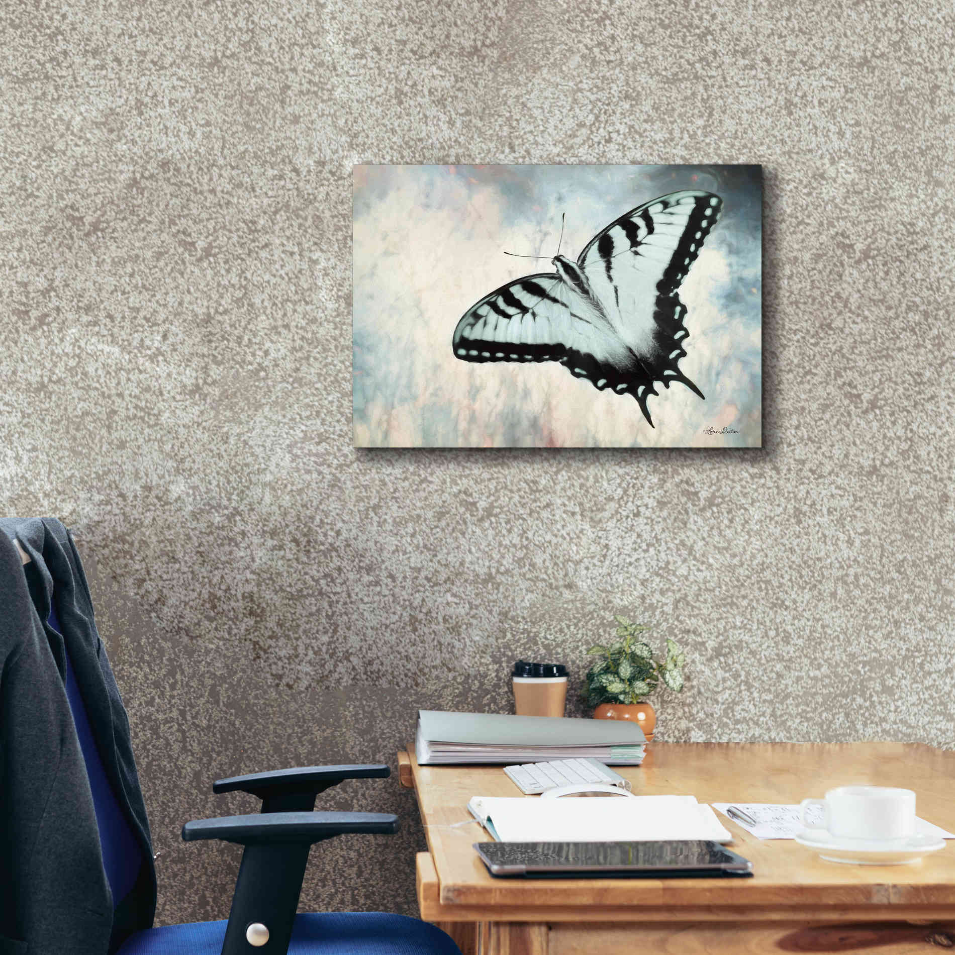 'Teal Butterfly II' by Lori Deiter, Canvas Wall Art,26 x 18