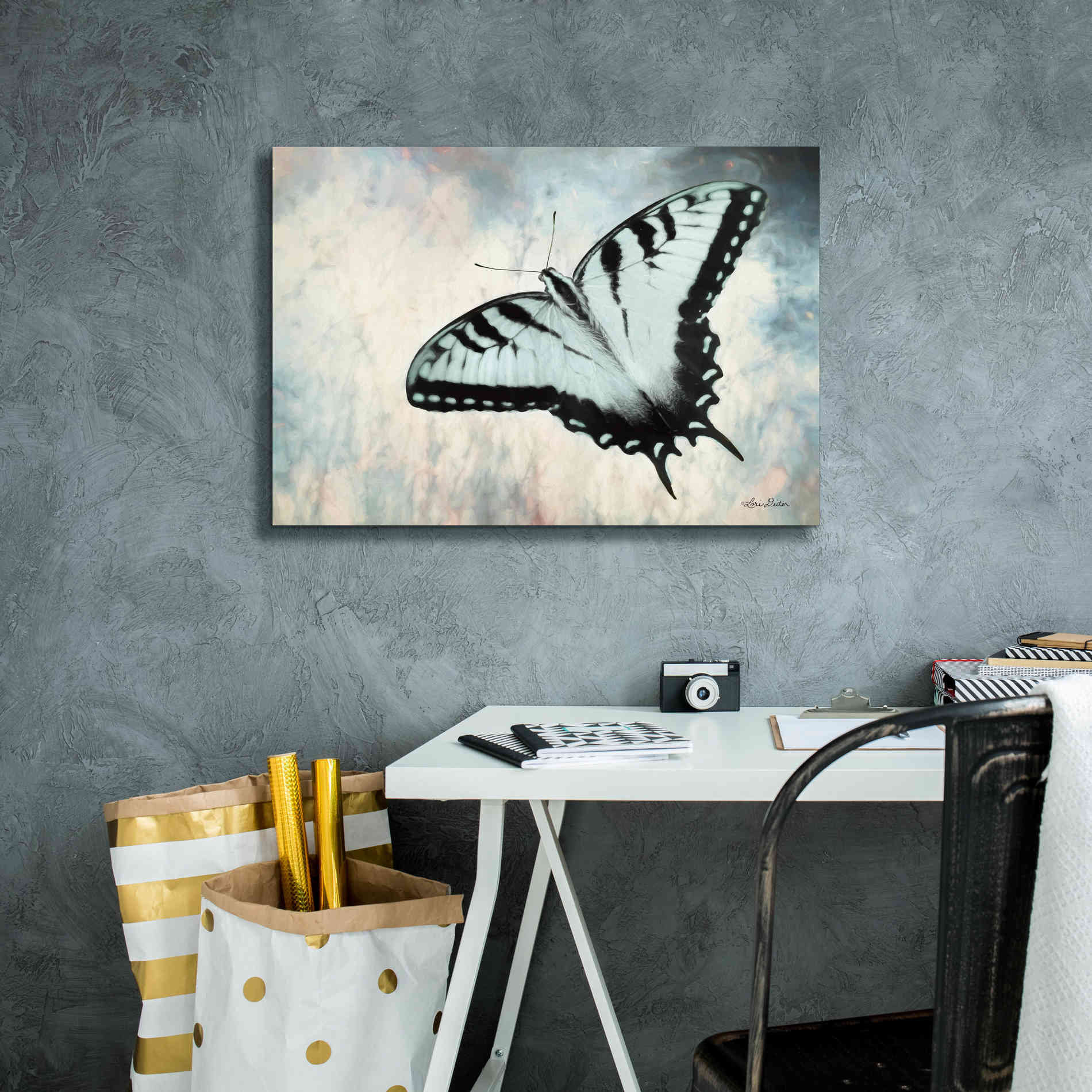 'Teal Butterfly II' by Lori Deiter, Canvas Wall Art,26 x 18