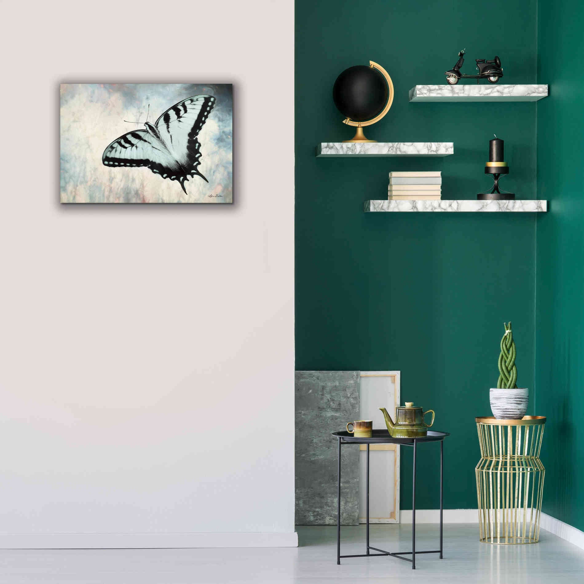 'Teal Butterfly II' by Lori Deiter, Canvas Wall Art,26 x 18