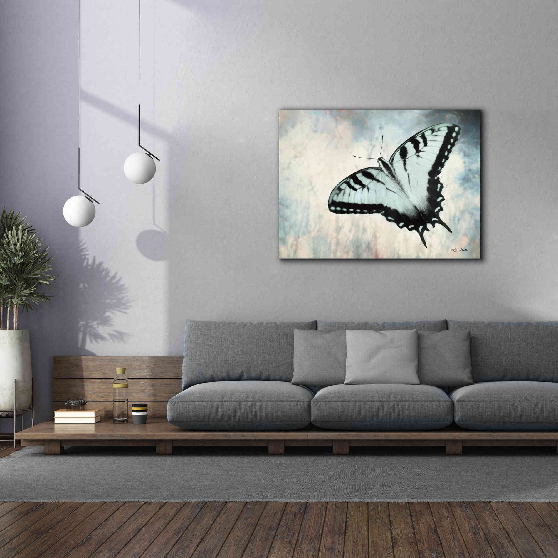 'Teal Butterfly II' by Lori Deiter, Canvas Wall Art,54 x 40