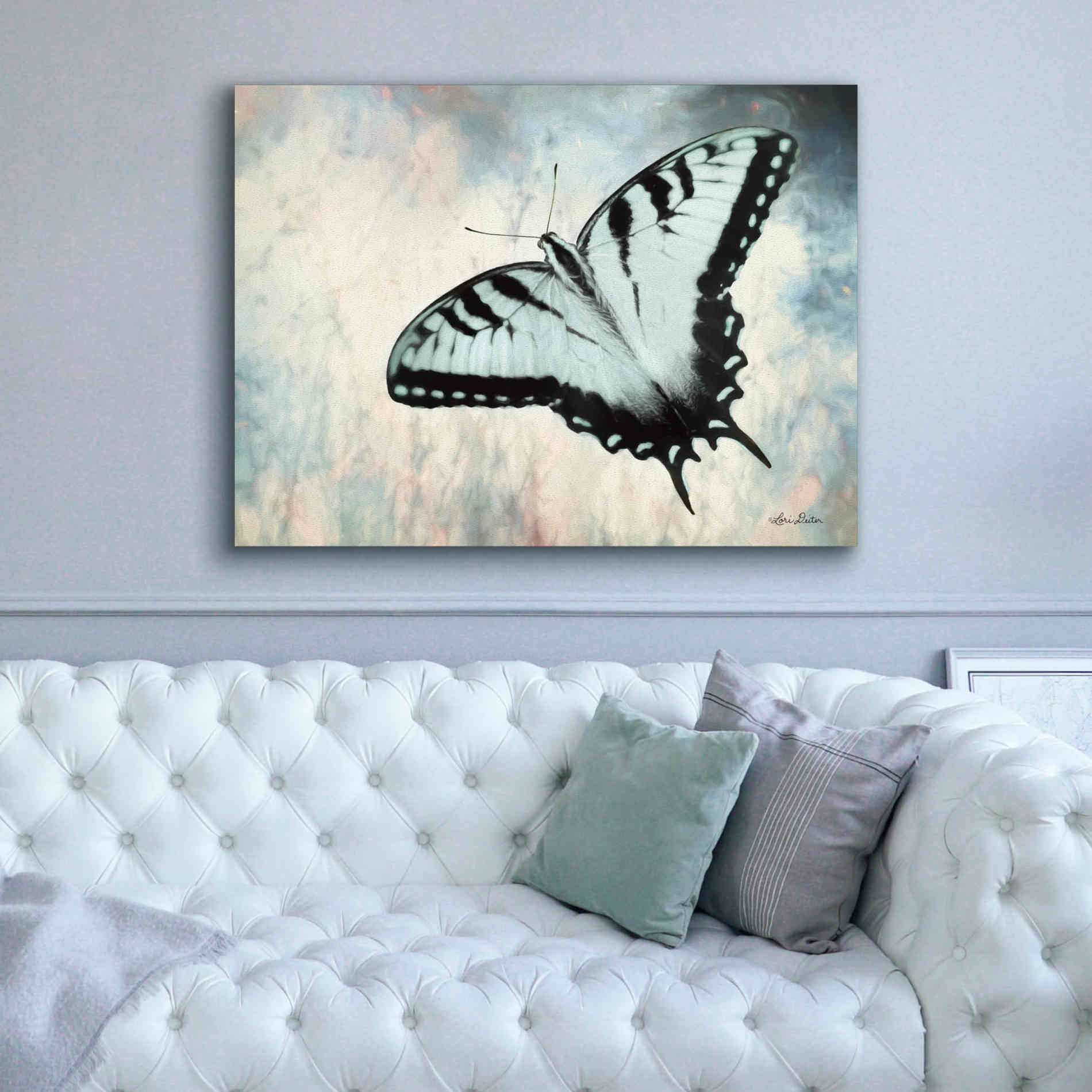 'Teal Butterfly II' by Lori Deiter, Canvas Wall Art,54 x 40