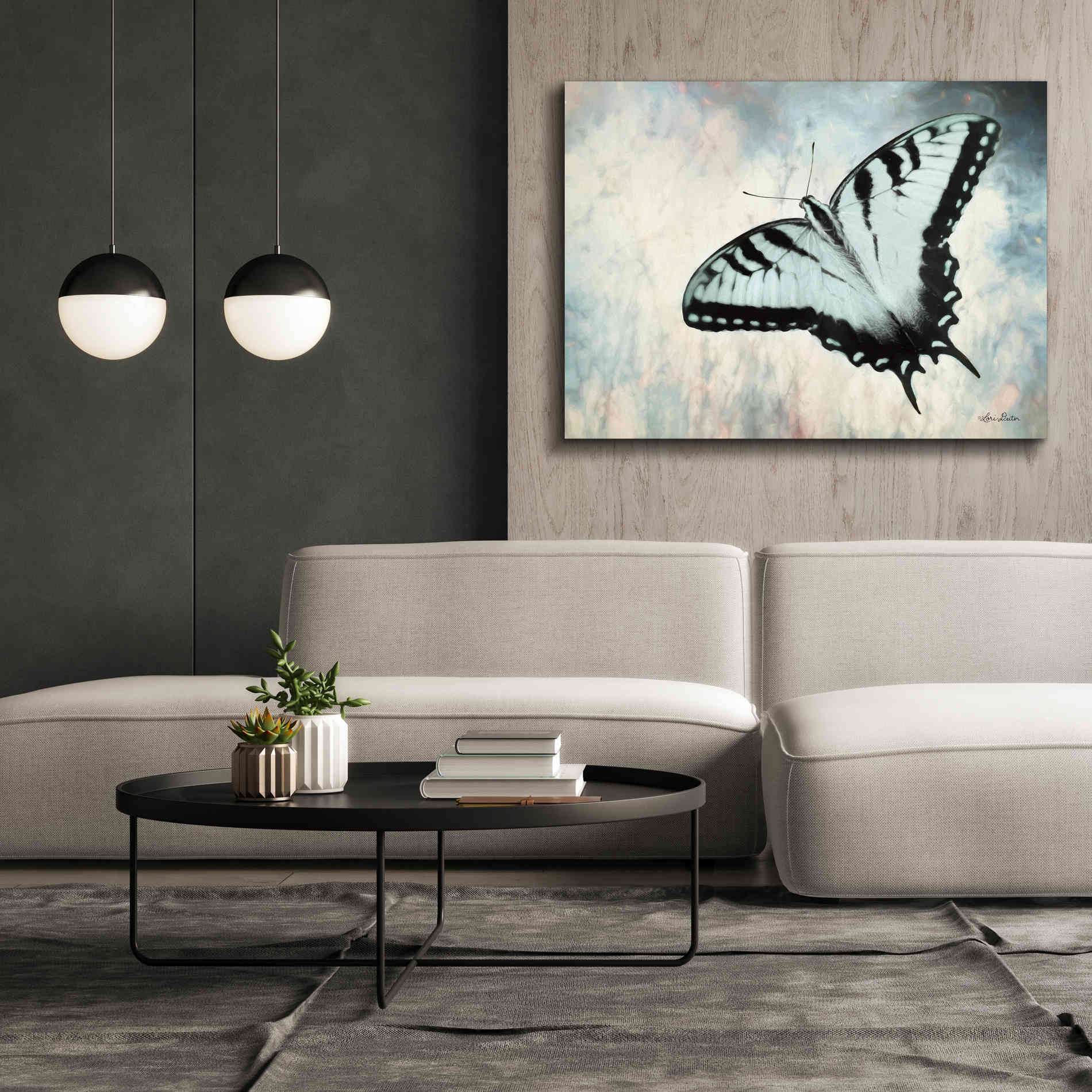 'Teal Butterfly II' by Lori Deiter, Canvas Wall Art,54 x 40
