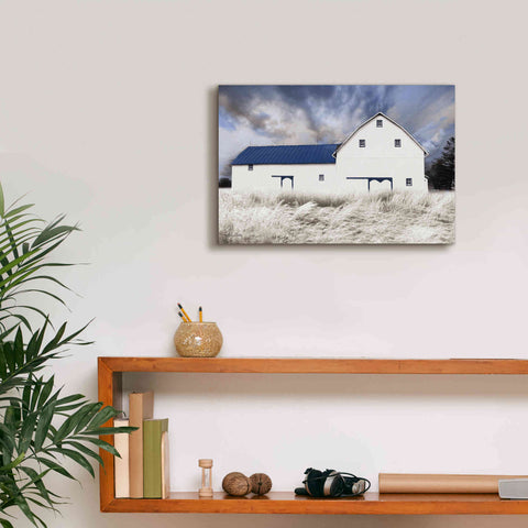 Image of 'Blue Trimmed Barn' by Lori Deiter, Canvas Wall Art,18 x 12