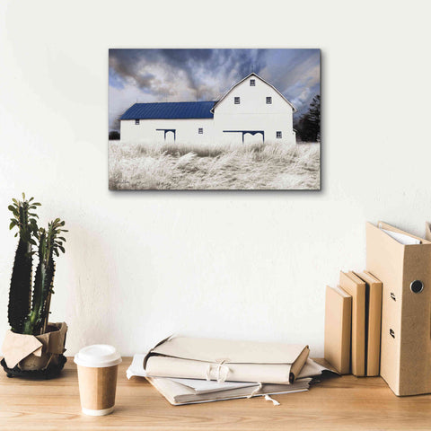 Image of 'Blue Trimmed Barn' by Lori Deiter, Canvas Wall Art,18 x 12