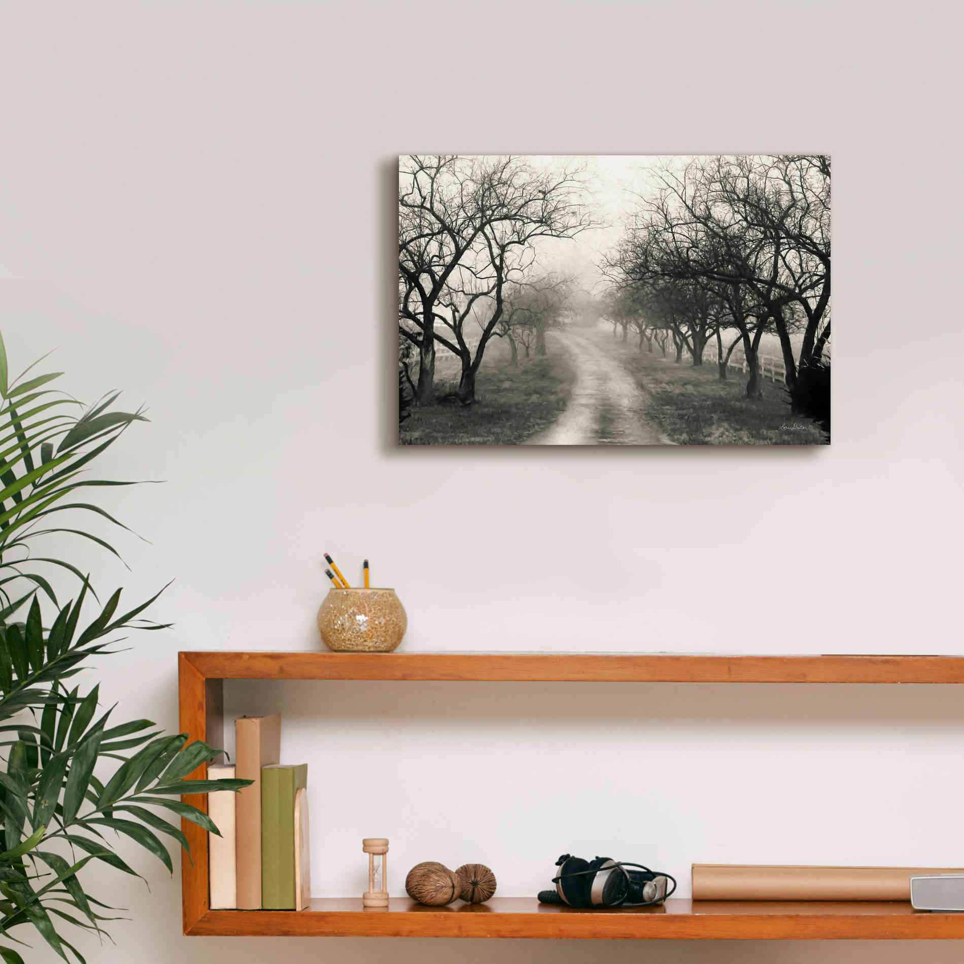'Foggy Lane' by Lori Deiter, Canvas Wall Art,18 x 12