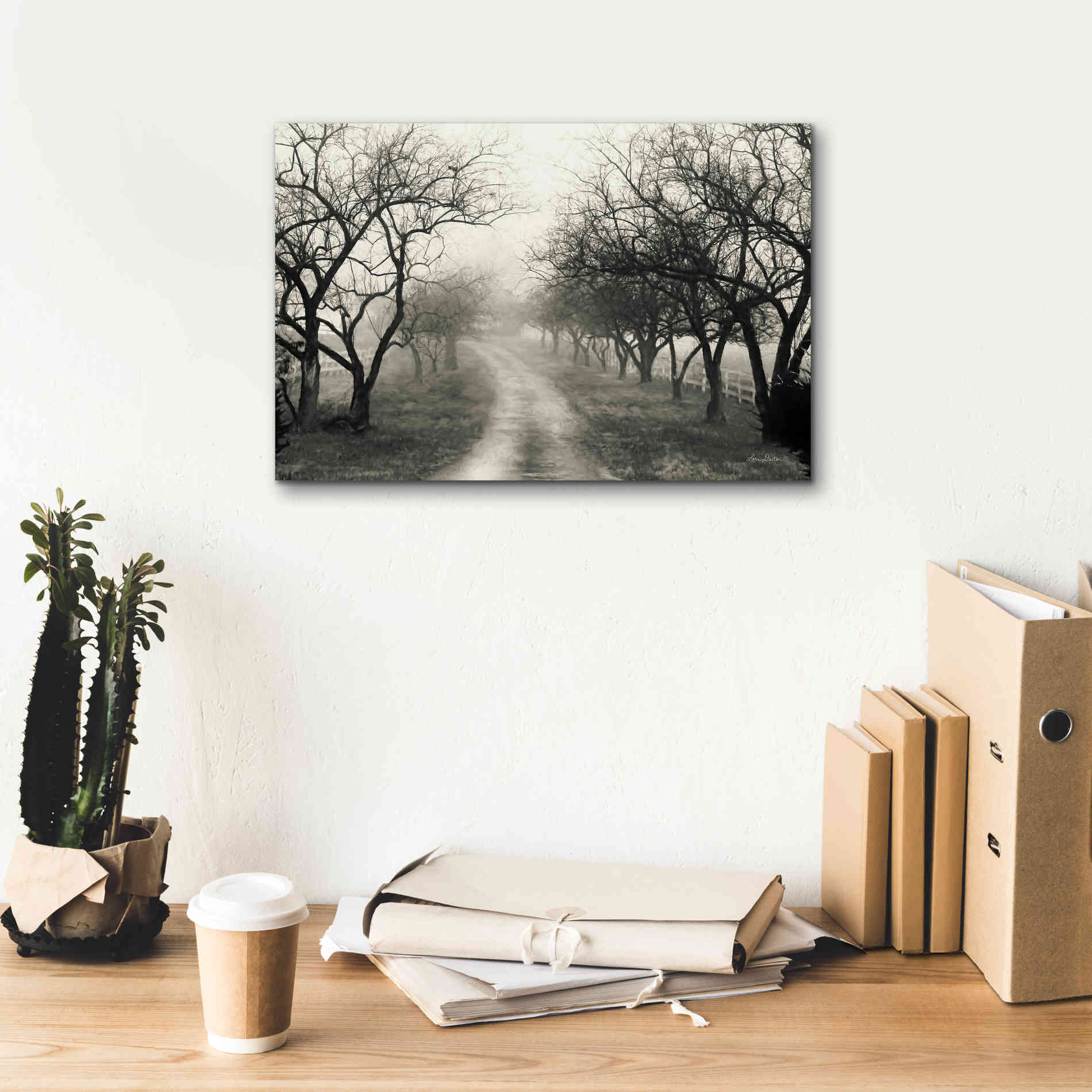 'Foggy Lane' by Lori Deiter, Canvas Wall Art,18 x 12