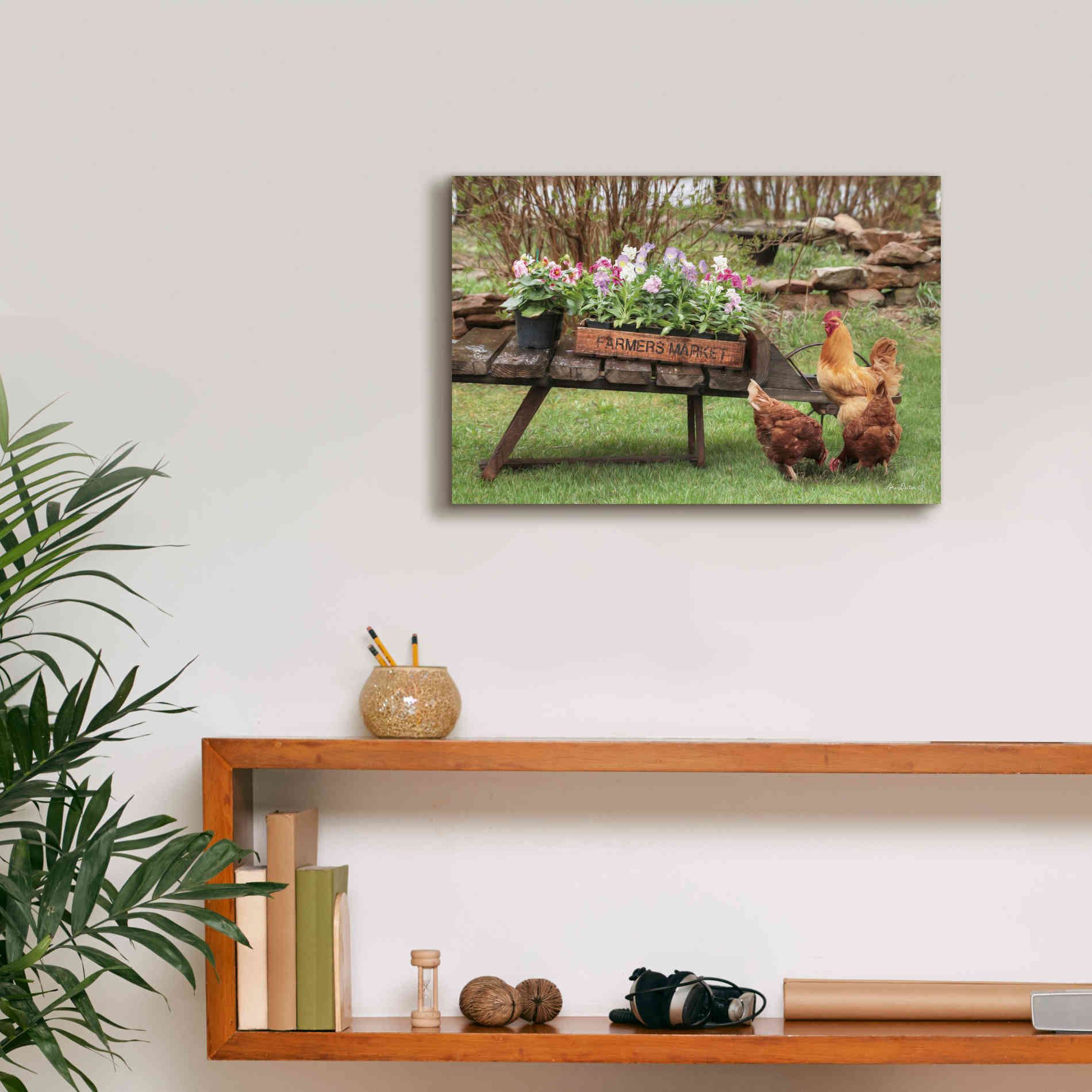 'Farmer's Flower Cart' by Lori Deiter, Canvas Wall Art,18 x 12