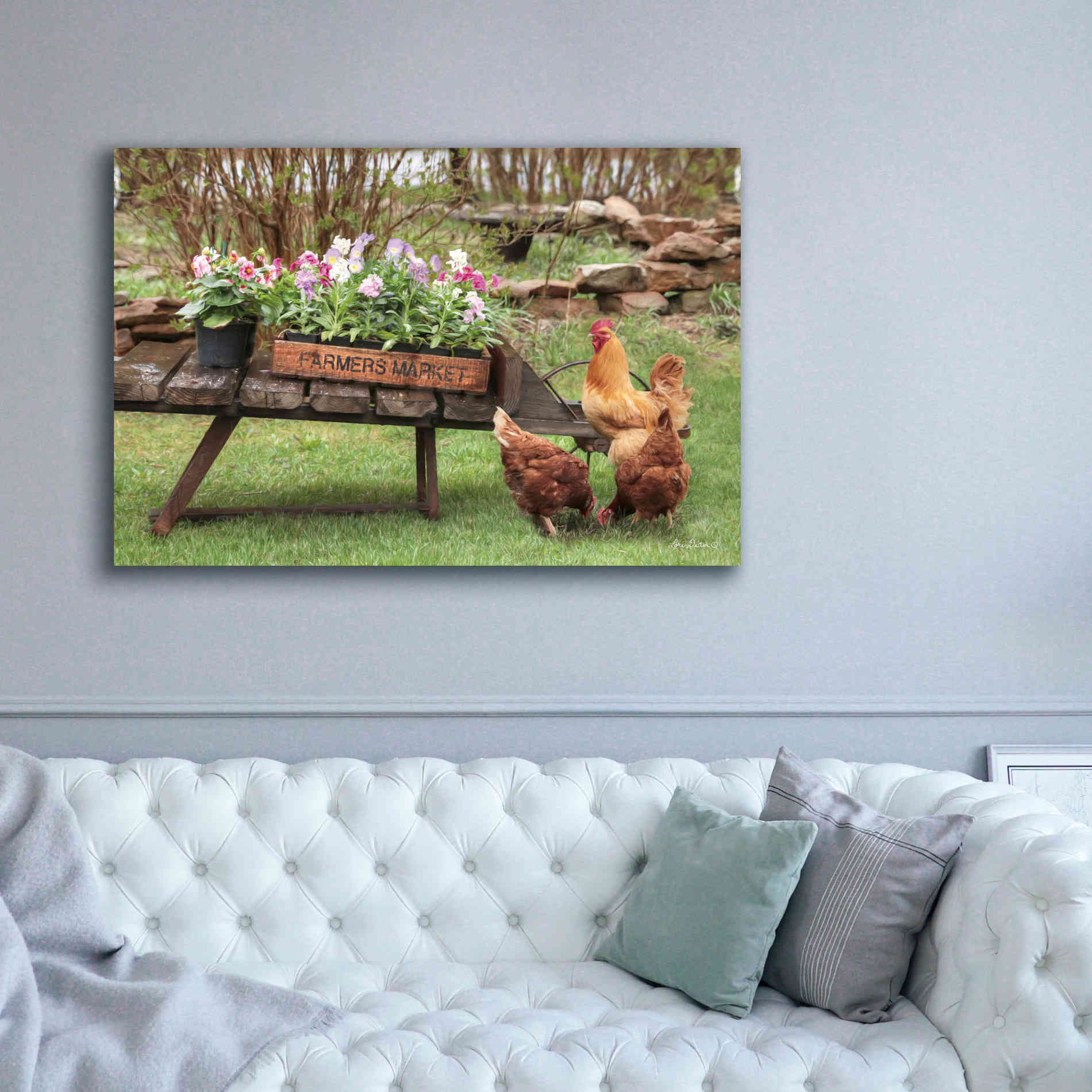 'Farmer's Flower Cart' by Lori Deiter, Canvas Wall Art,60 x 40