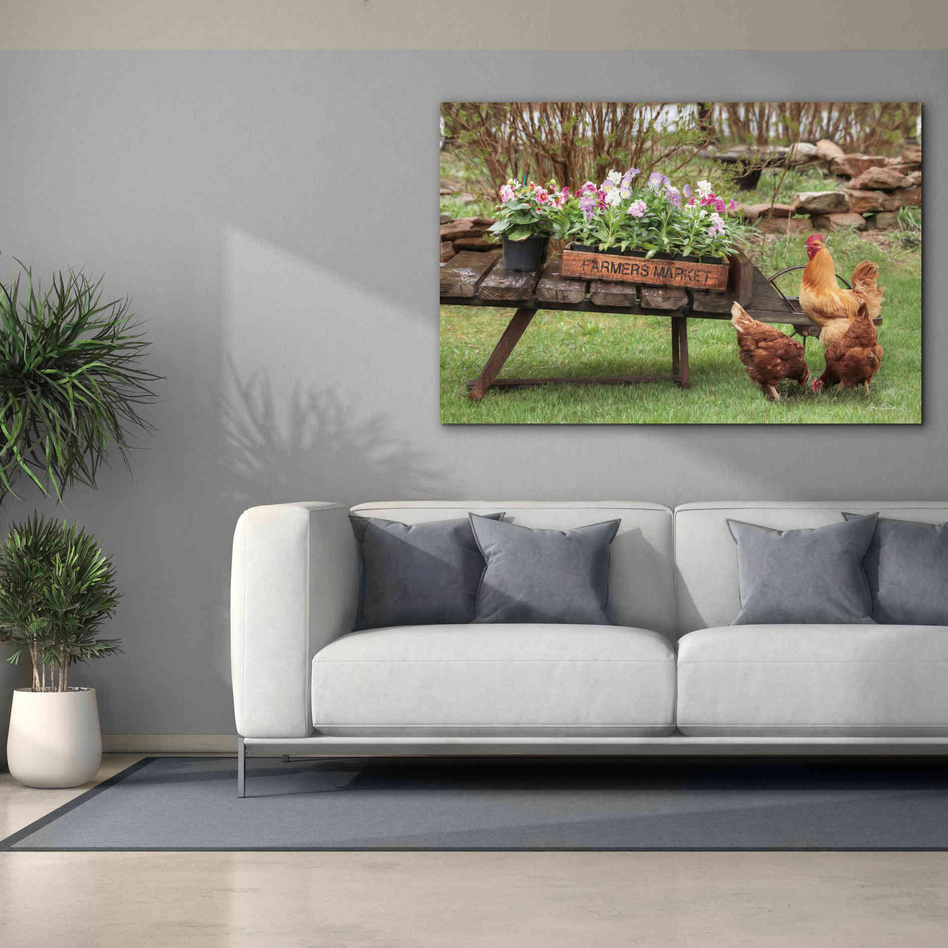 'Farmer's Flower Cart' by Lori Deiter, Canvas Wall Art,60 x 40