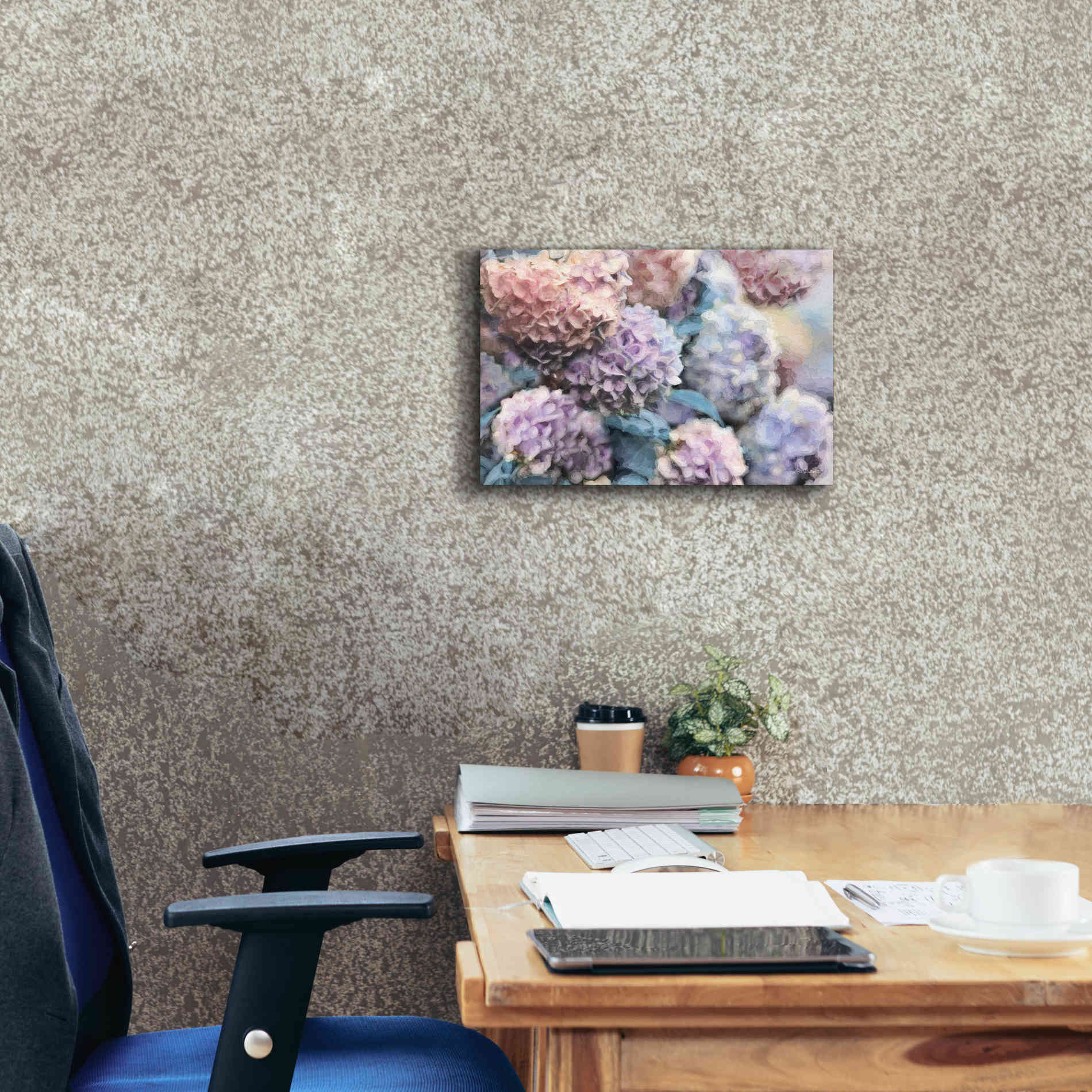 'Hydrangeas Abstract' by Lori Deiter, Canvas Wall Art,18 x 12