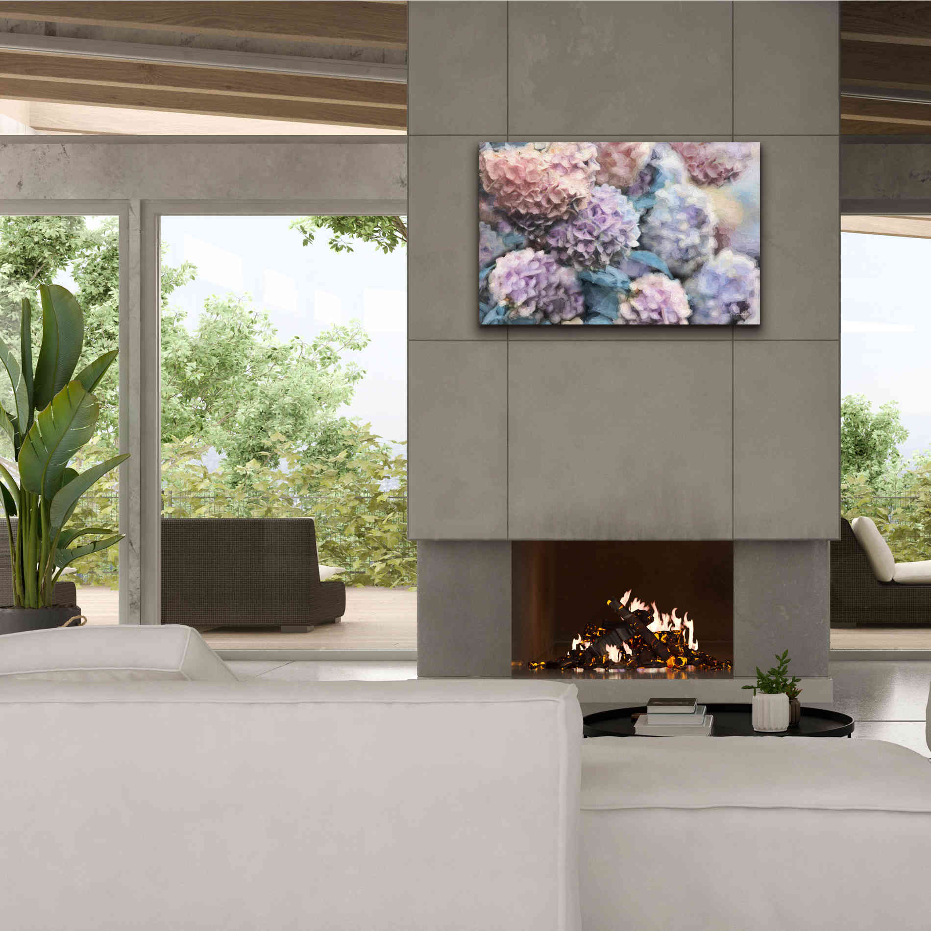 'Hydrangeas Abstract' by Lori Deiter, Canvas Wall Art,40 x 26