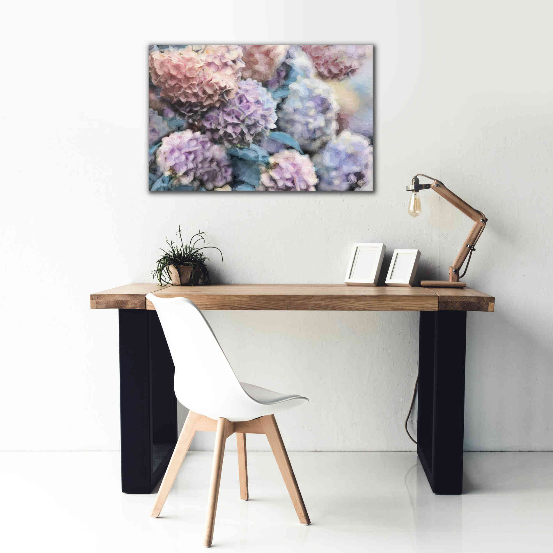 'Hydrangeas Abstract' by Lori Deiter, Canvas Wall Art,40 x 26