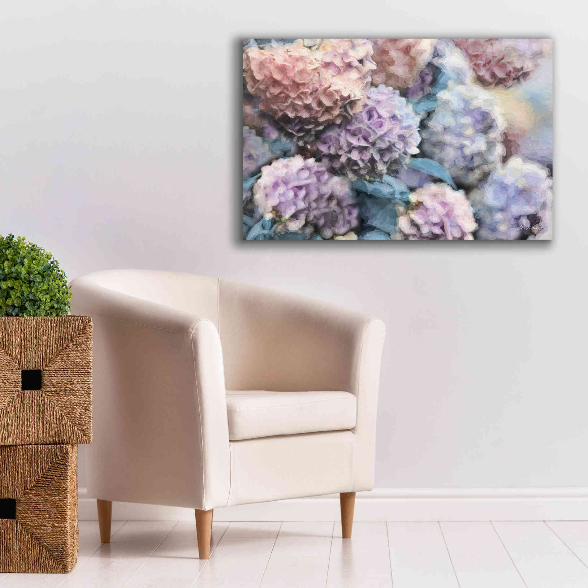 'Hydrangeas Abstract' by Lori Deiter, Canvas Wall Art,40 x 26