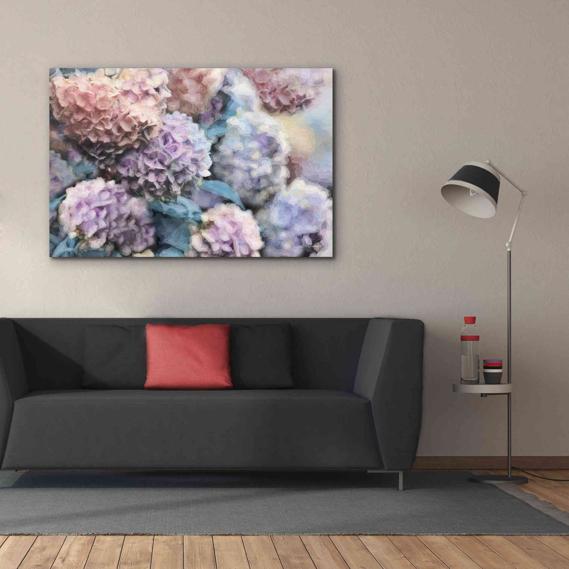 'Hydrangeas Abstract' by Lori Deiter, Canvas Wall Art,60 x 40