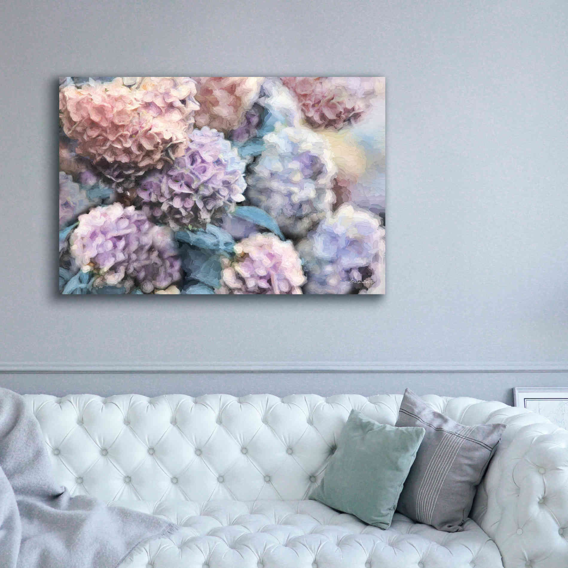 'Hydrangeas Abstract' by Lori Deiter, Canvas Wall Art,60 x 40