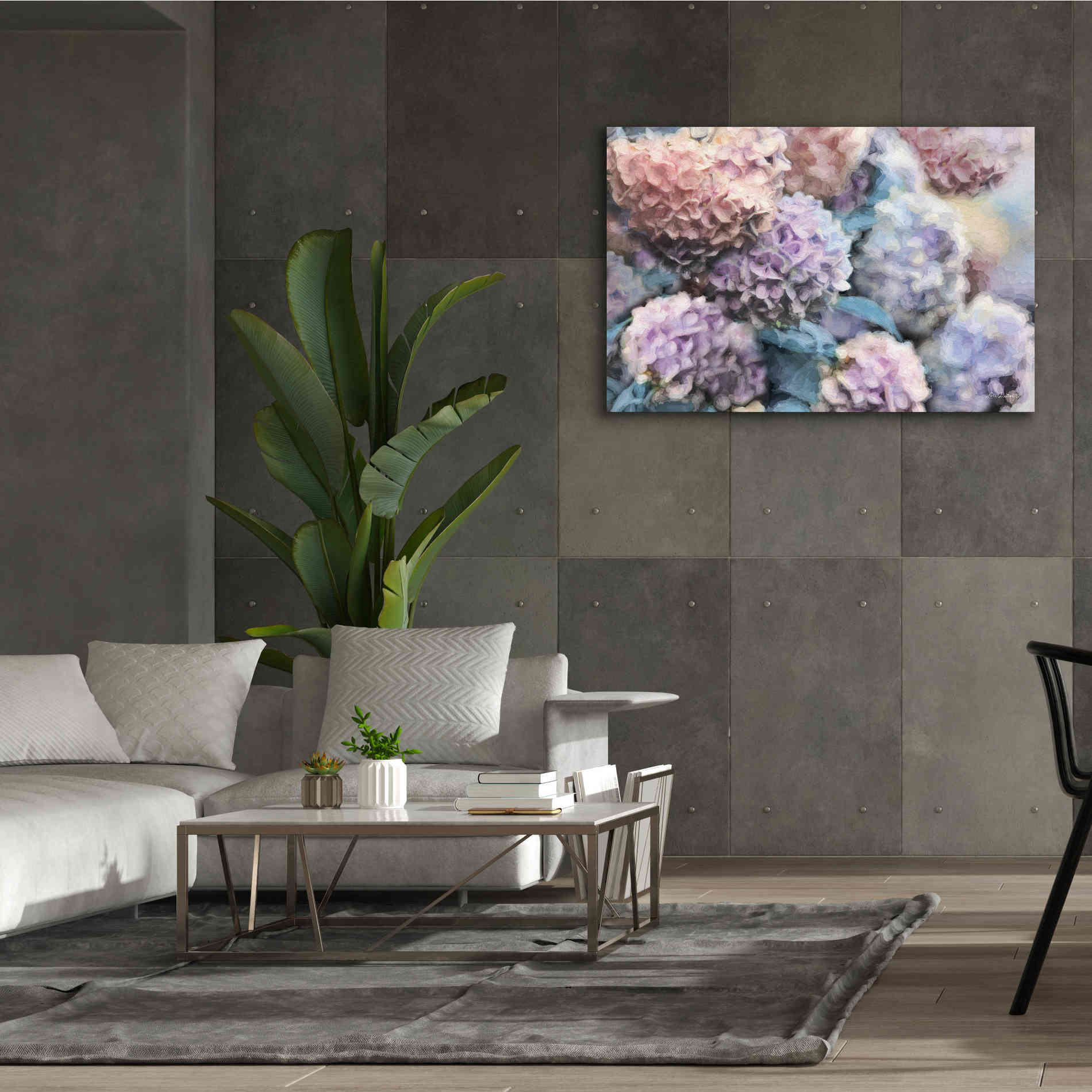 'Hydrangeas Abstract' by Lori Deiter, Canvas Wall Art,60 x 40