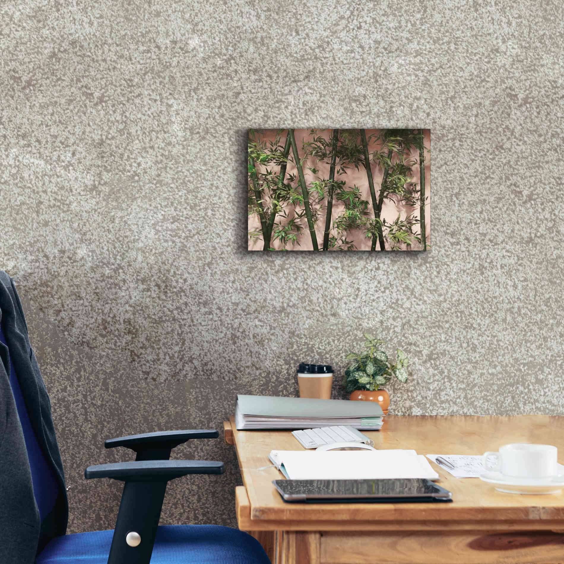 'Bamboo on Blush' by Lori Deiter, Canvas Wall Art,18 x 12