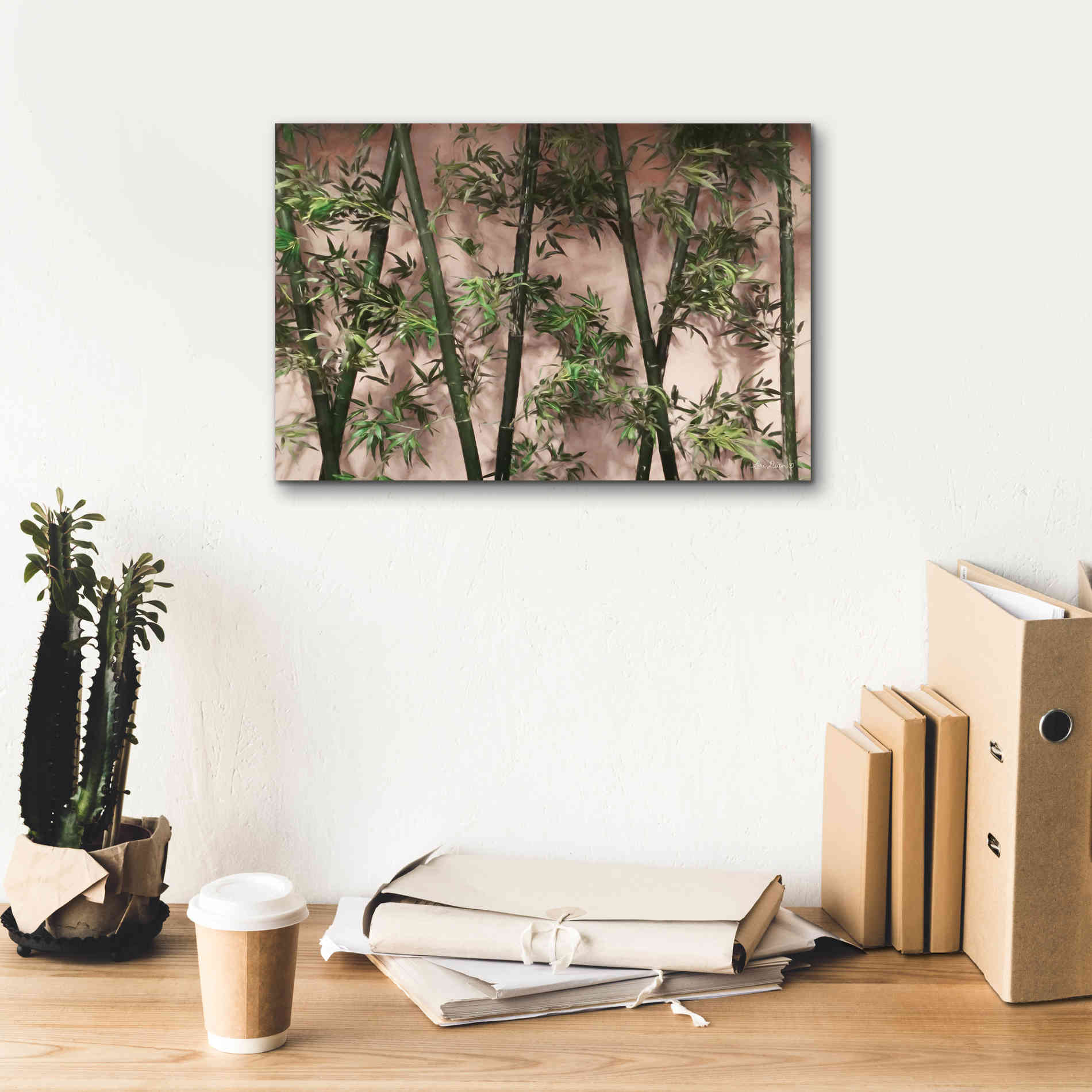 'Bamboo on Blush' by Lori Deiter, Canvas Wall Art,18 x 12