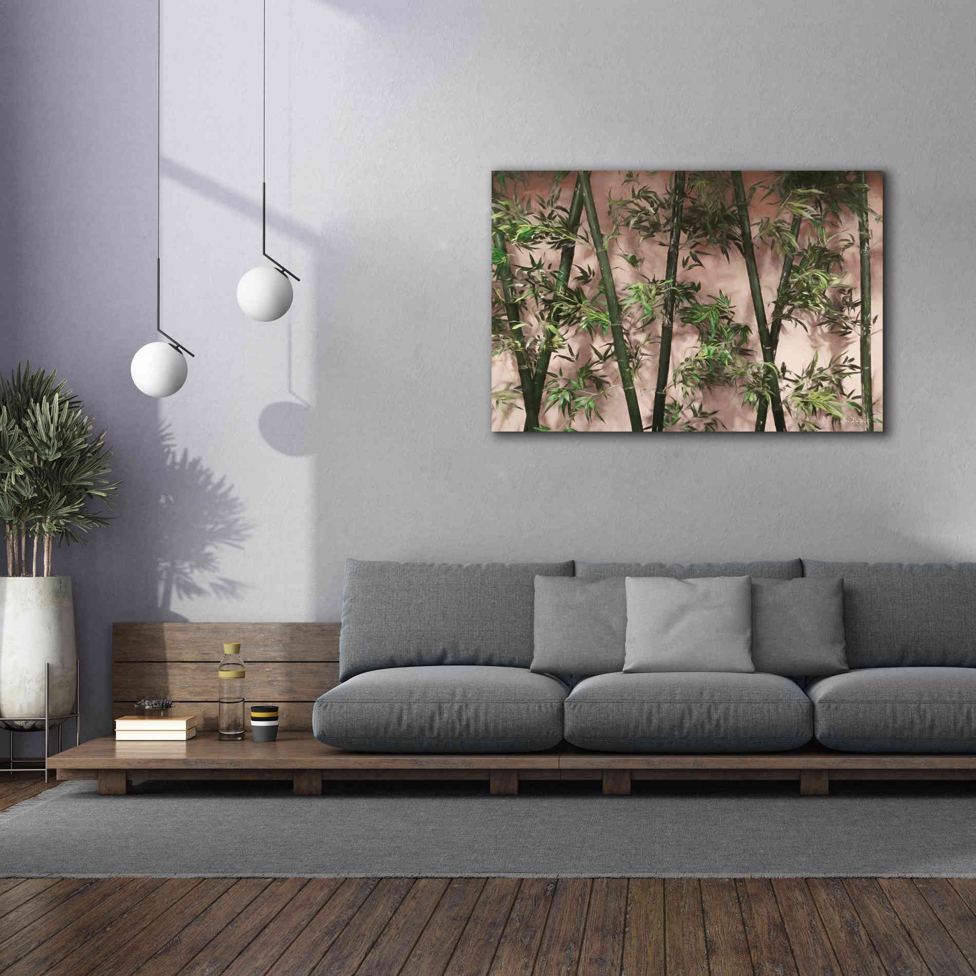 'Bamboo on Blush' by Lori Deiter, Canvas Wall Art,60 x 40