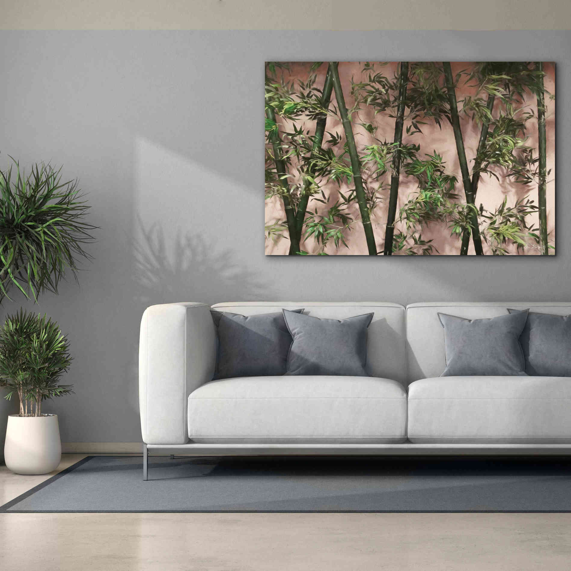 'Bamboo on Blush' by Lori Deiter, Canvas Wall Art,60 x 40