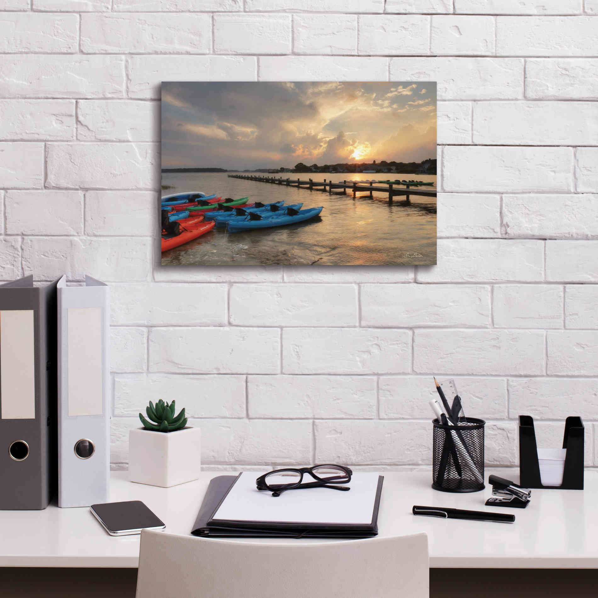 'Bayside Dock' by Lori Deiter, Canvas Wall Art,18 x 12