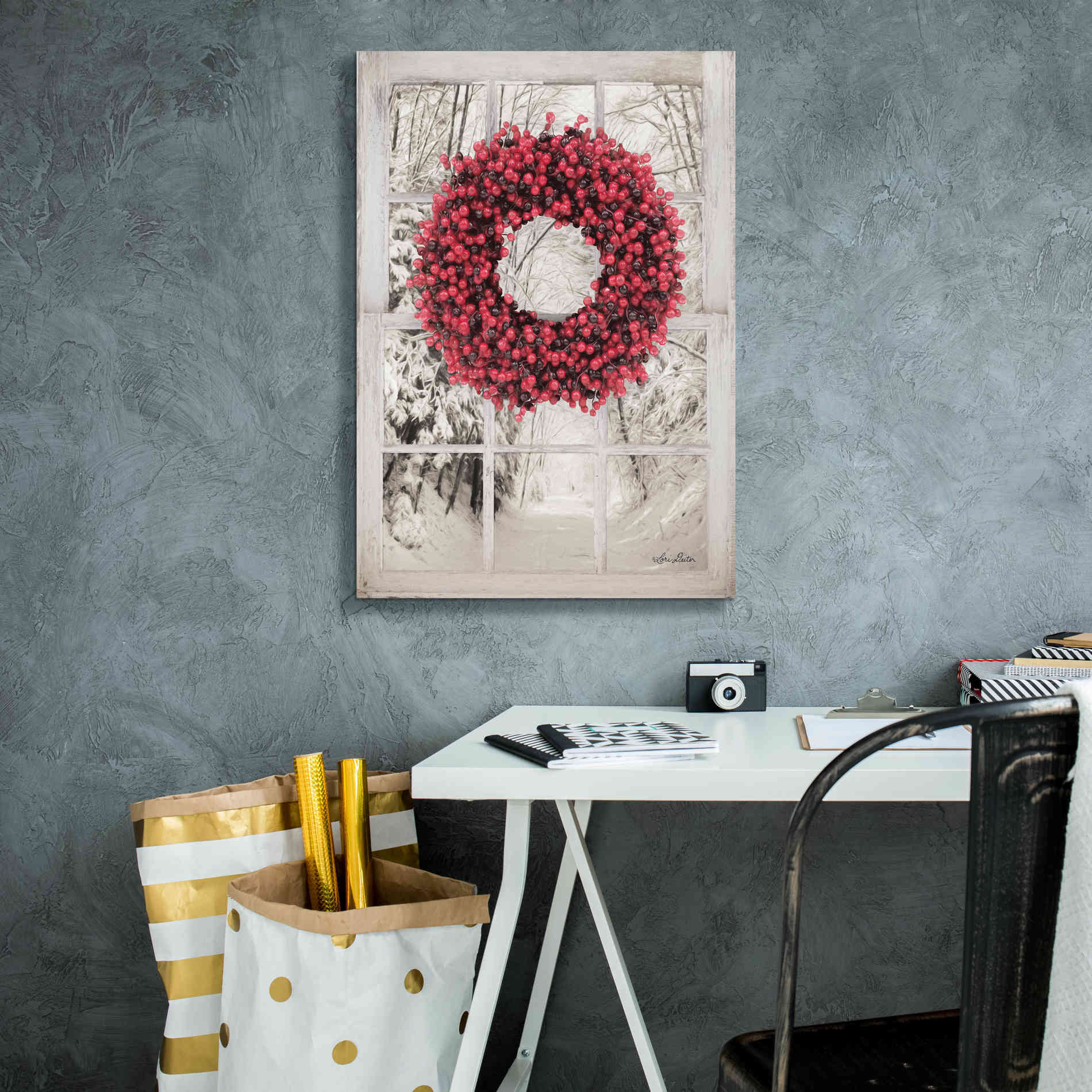 'Beaded Wreath View II' by Lori Deiter, Canvas Wall Art,18 x 26