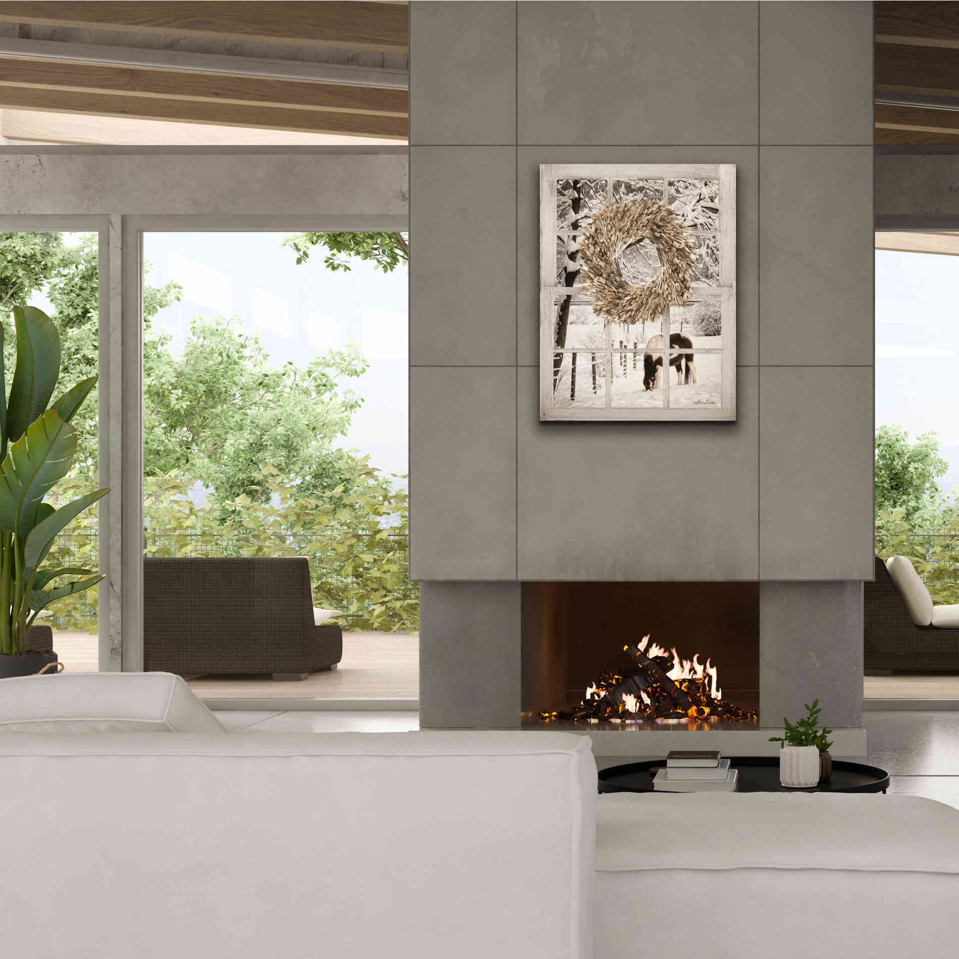 'Winter Horse Window View' by Lori Deiter, Canvas Wall Art,26 x 34