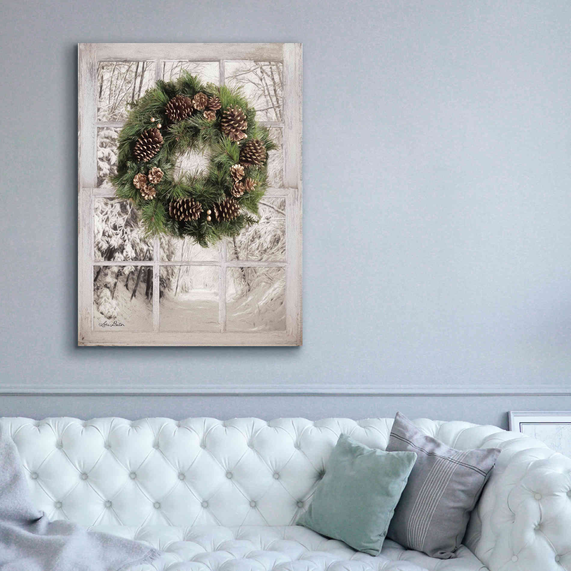 'Pine Tree Window View' by Lori Deiter, Canvas Wall Art,40 x 54