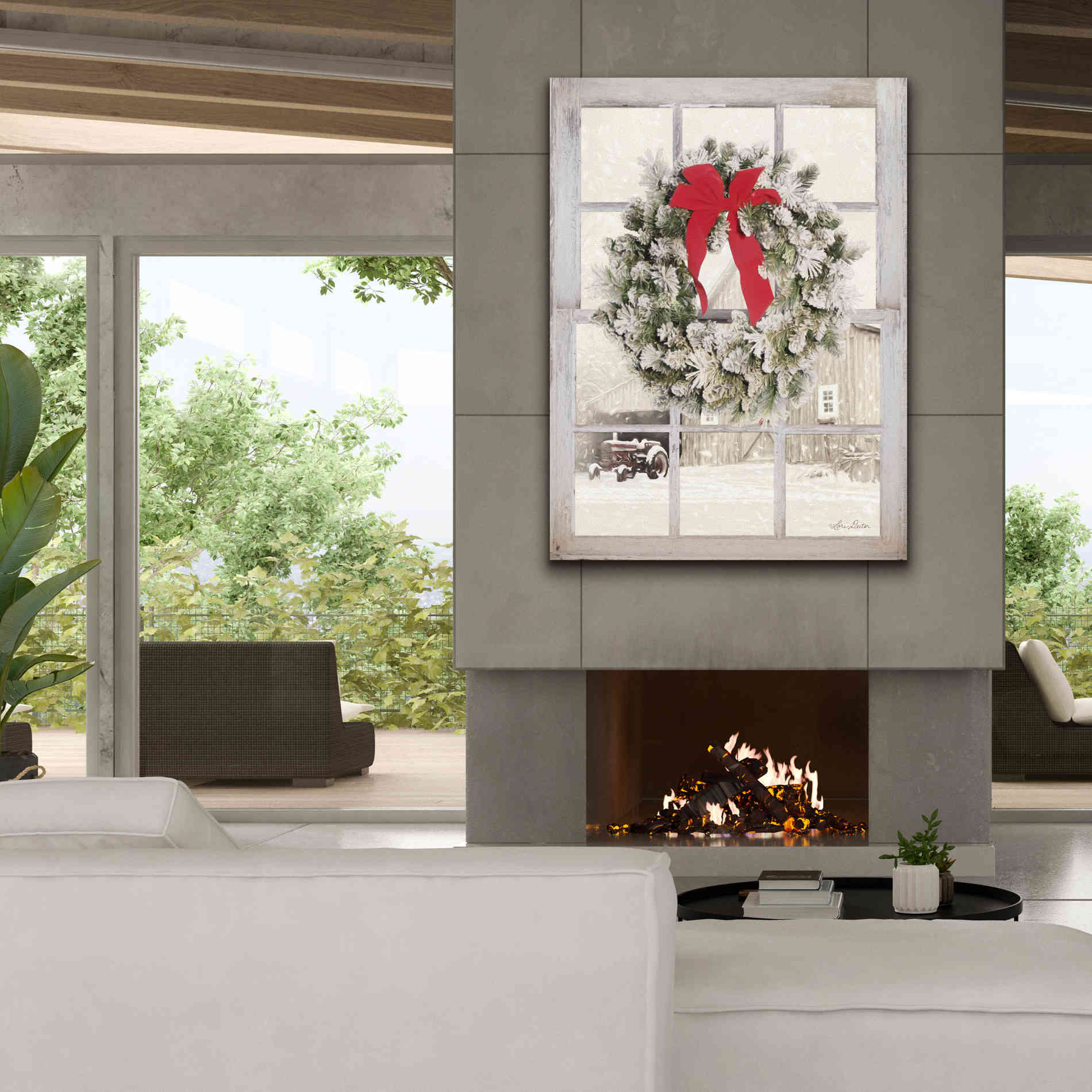 'On the Farm Window View' by Lori Deiter, Canvas Wall Art,40 x 54