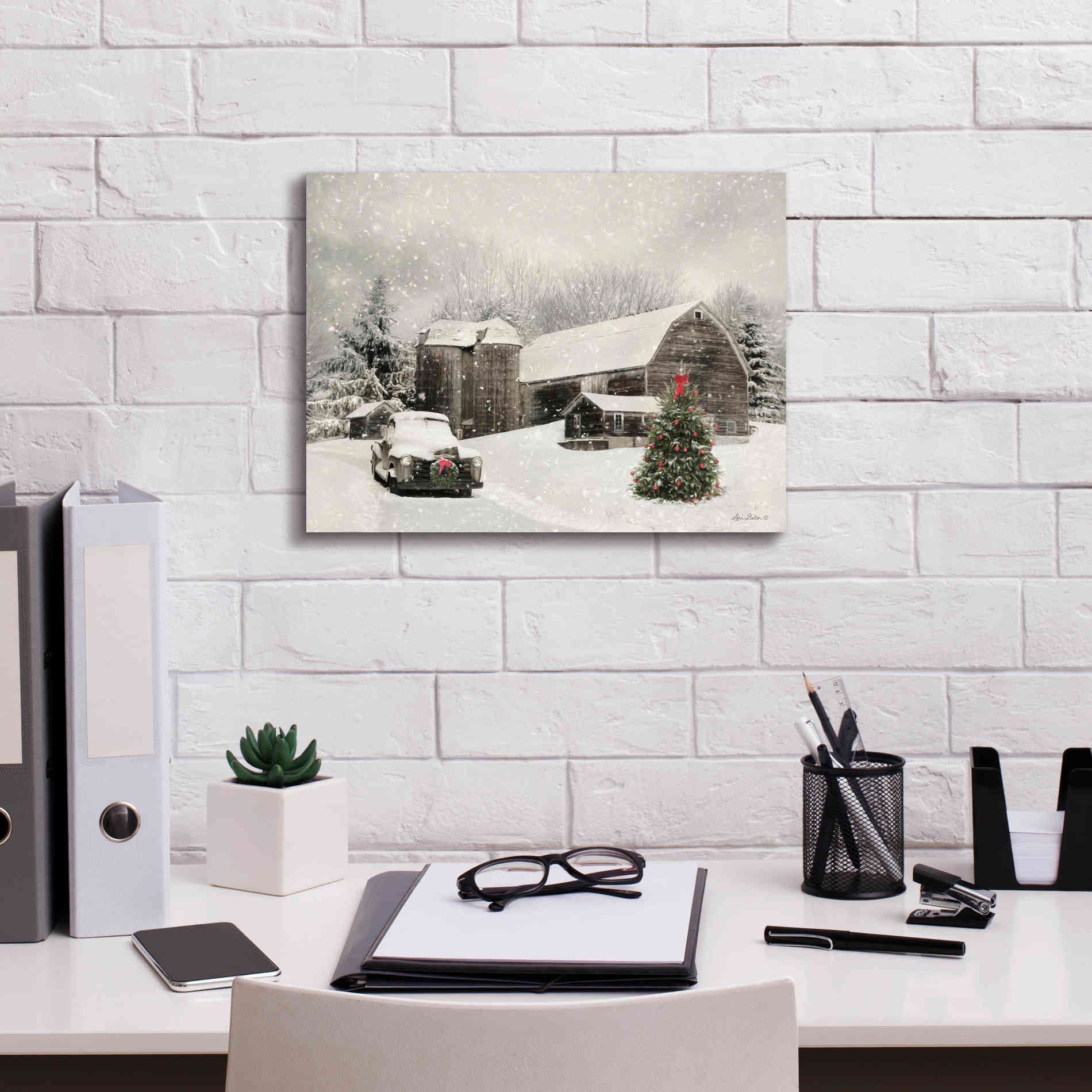 'Farmhouse Christmas' by Lori Deiter, Canvas Wall Art,16 x 12