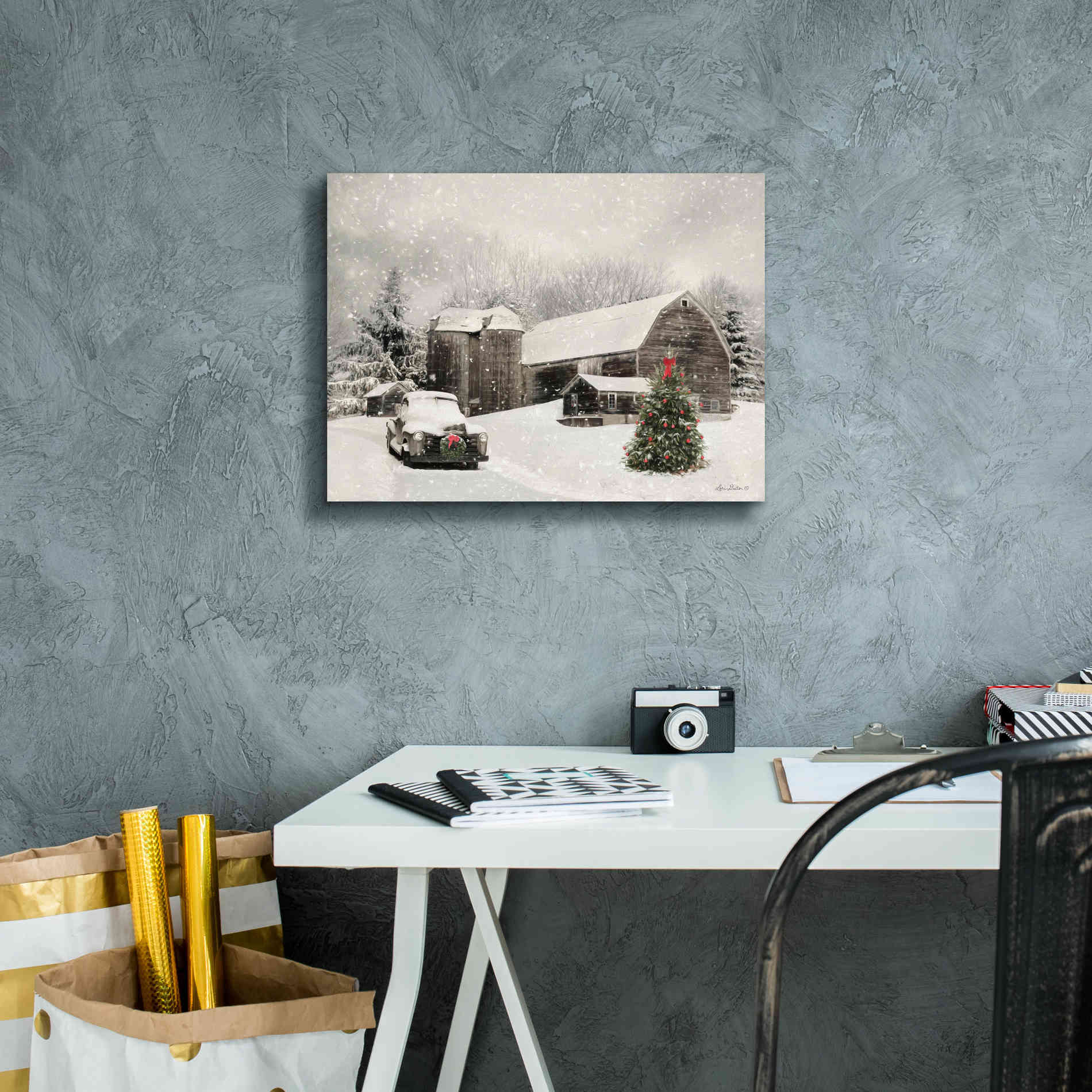 'Farmhouse Christmas' by Lori Deiter, Canvas Wall Art,16 x 12