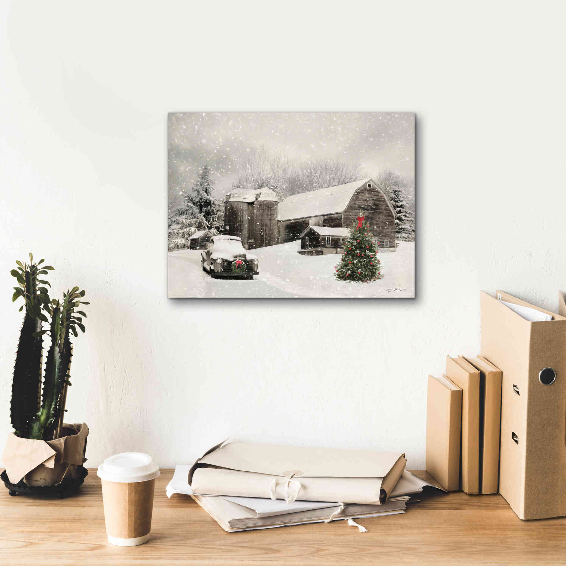 'Farmhouse Christmas' by Lori Deiter, Canvas Wall Art,16 x 12