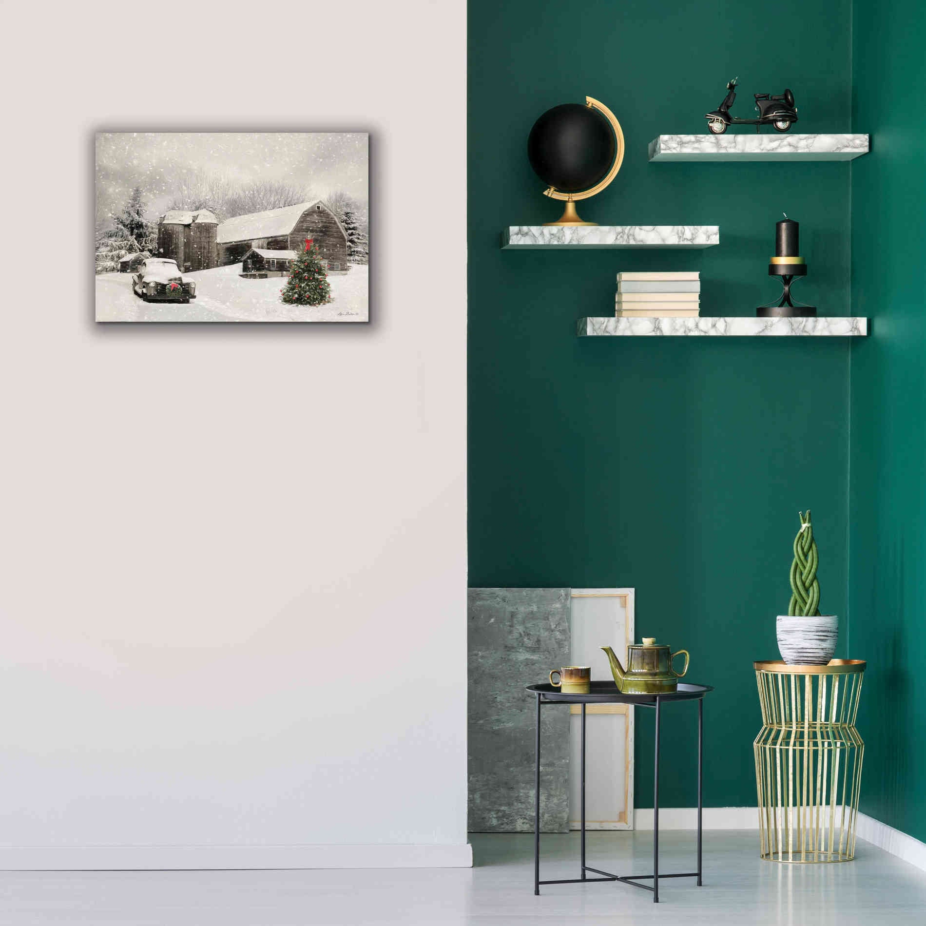 'Farmhouse Christmas' by Lori Deiter, Canvas Wall Art,26 x 18