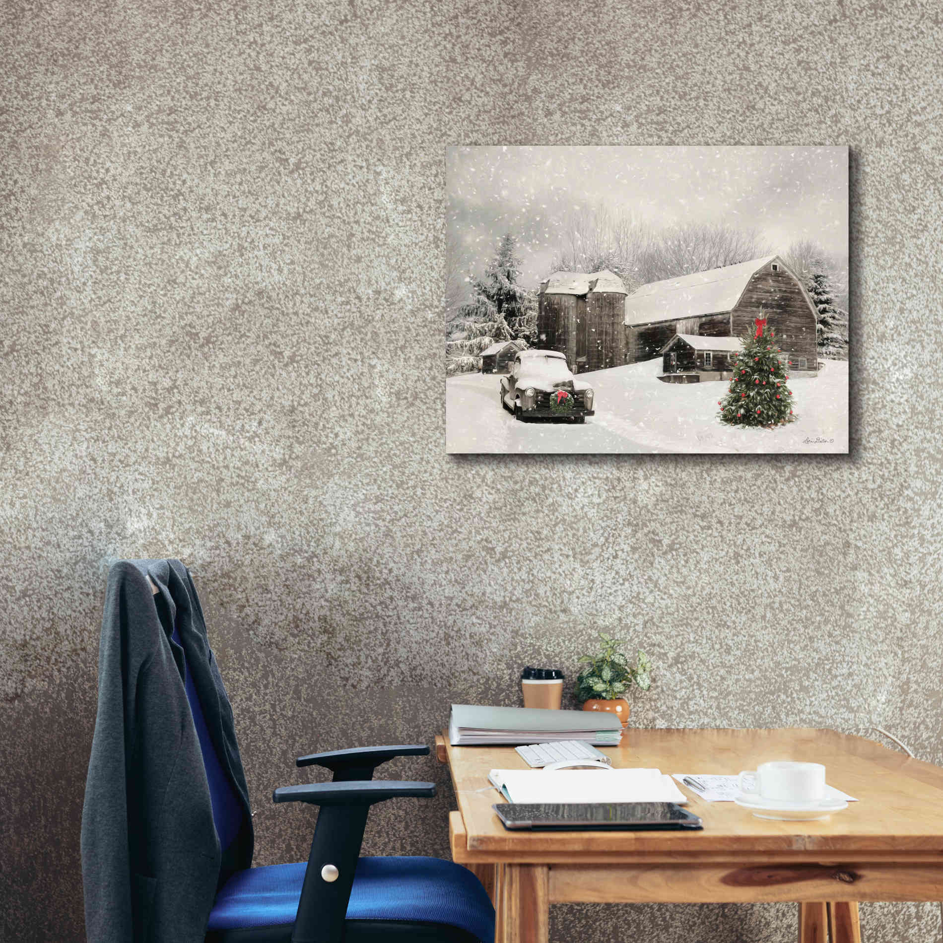 'Farmhouse Christmas' by Lori Deiter, Canvas Wall Art,34 x 26