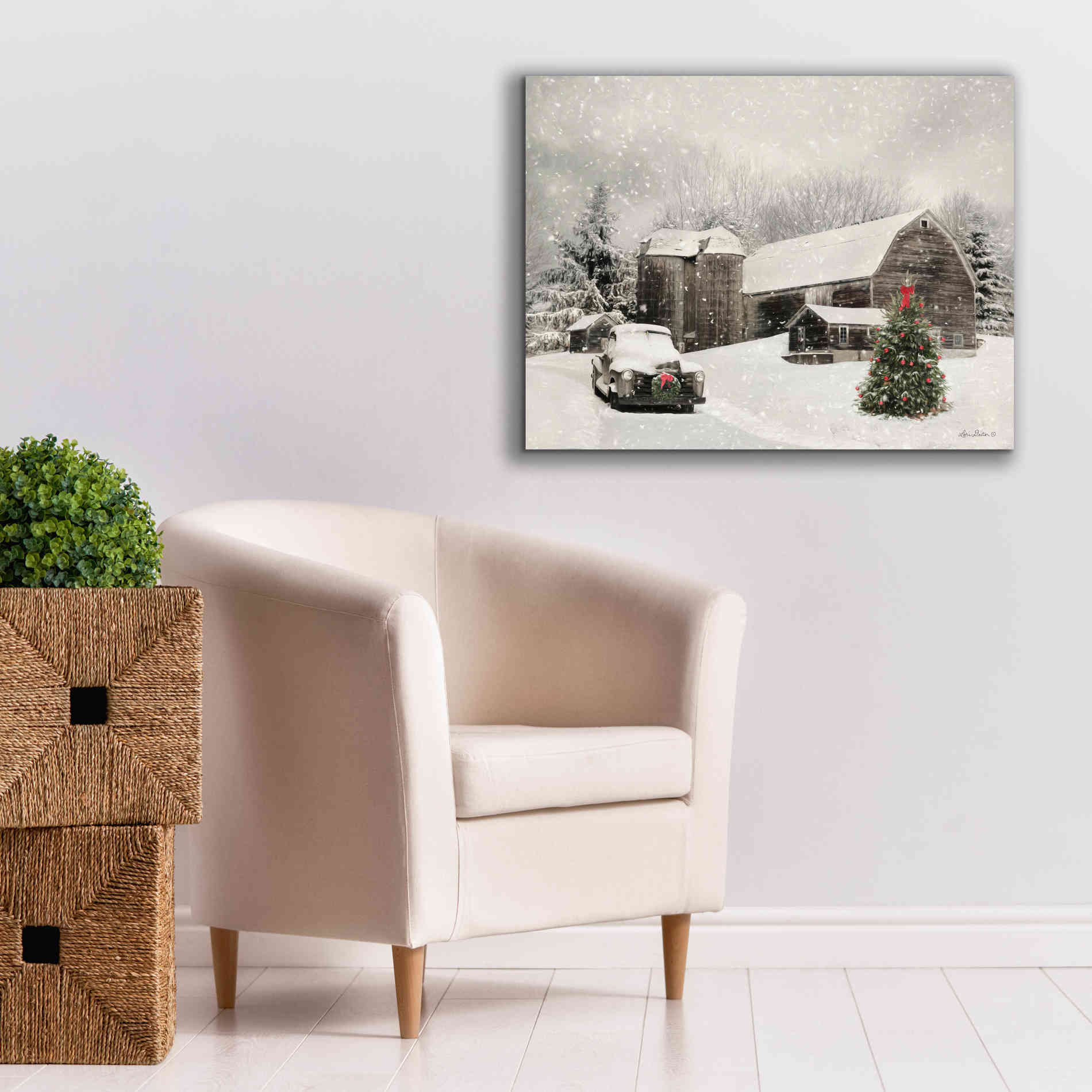 'Farmhouse Christmas' by Lori Deiter, Canvas Wall Art,34 x 26